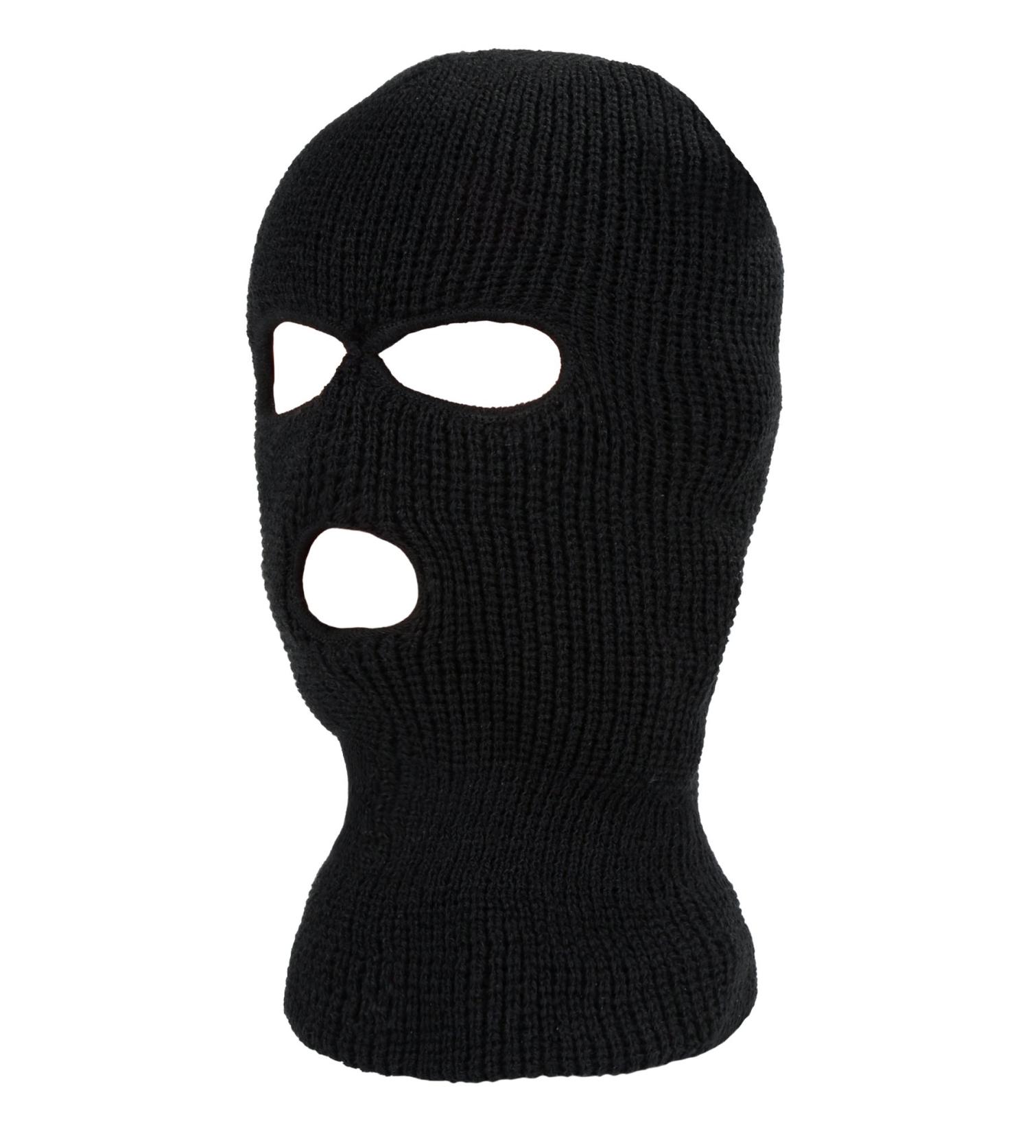 Geyoga 3 Hole Winter Knitted Full Face Balaclava Mask - Black Adult Size - Buy Online on GoSupps.com