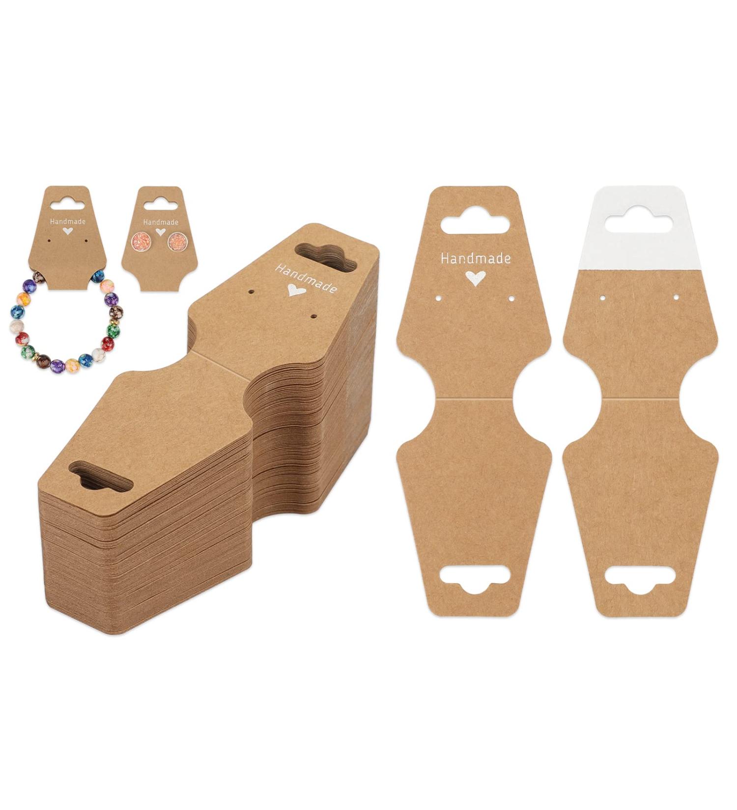 200pcs Self Adhesive Kraft Bracelet Display Cards for Jewelry Packaging - Blank Handmade Hanging Cards for Earrings, Bracelets, and Necklaces - Buy Online on GoSupps.com