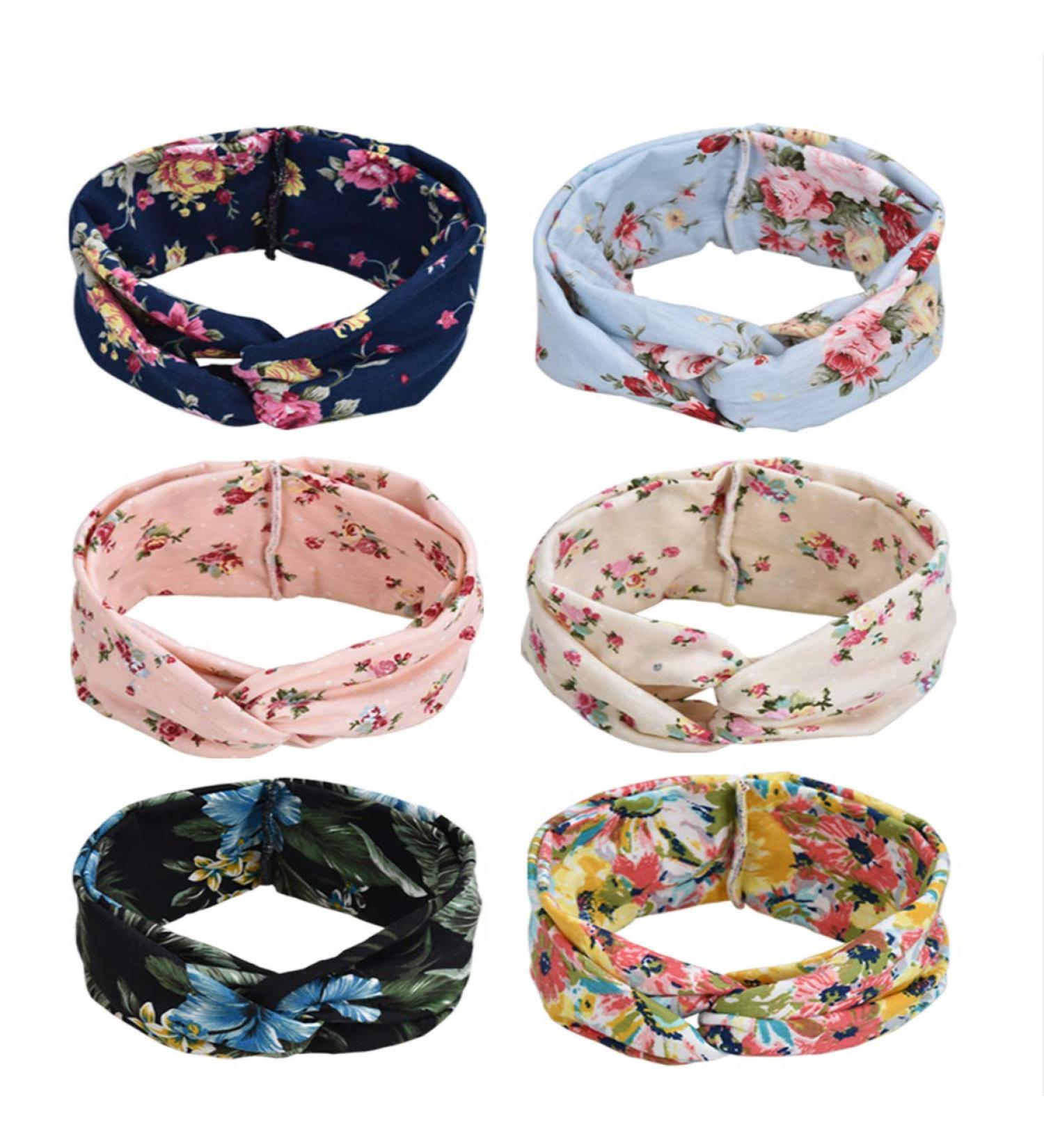 Willingood Women's Floral Headband | Multi-Colored Turban Hair Wrap | 6-Pack Hair Accessories - 8.5cm Width - Buy Online on GoSupps.com