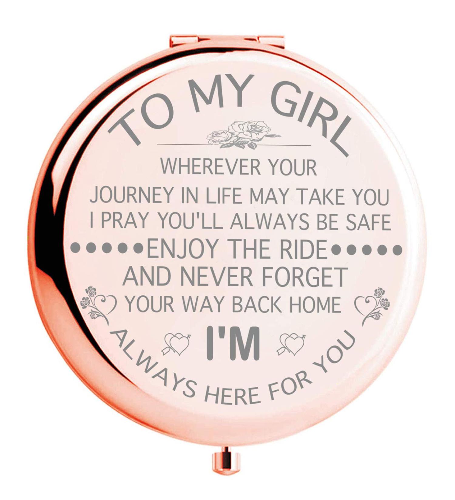 Rose Gold Personalized Travel Pocket Mirror - Unique Birthday & Graduation Gift for Her - Buy Online on GoSupps.com