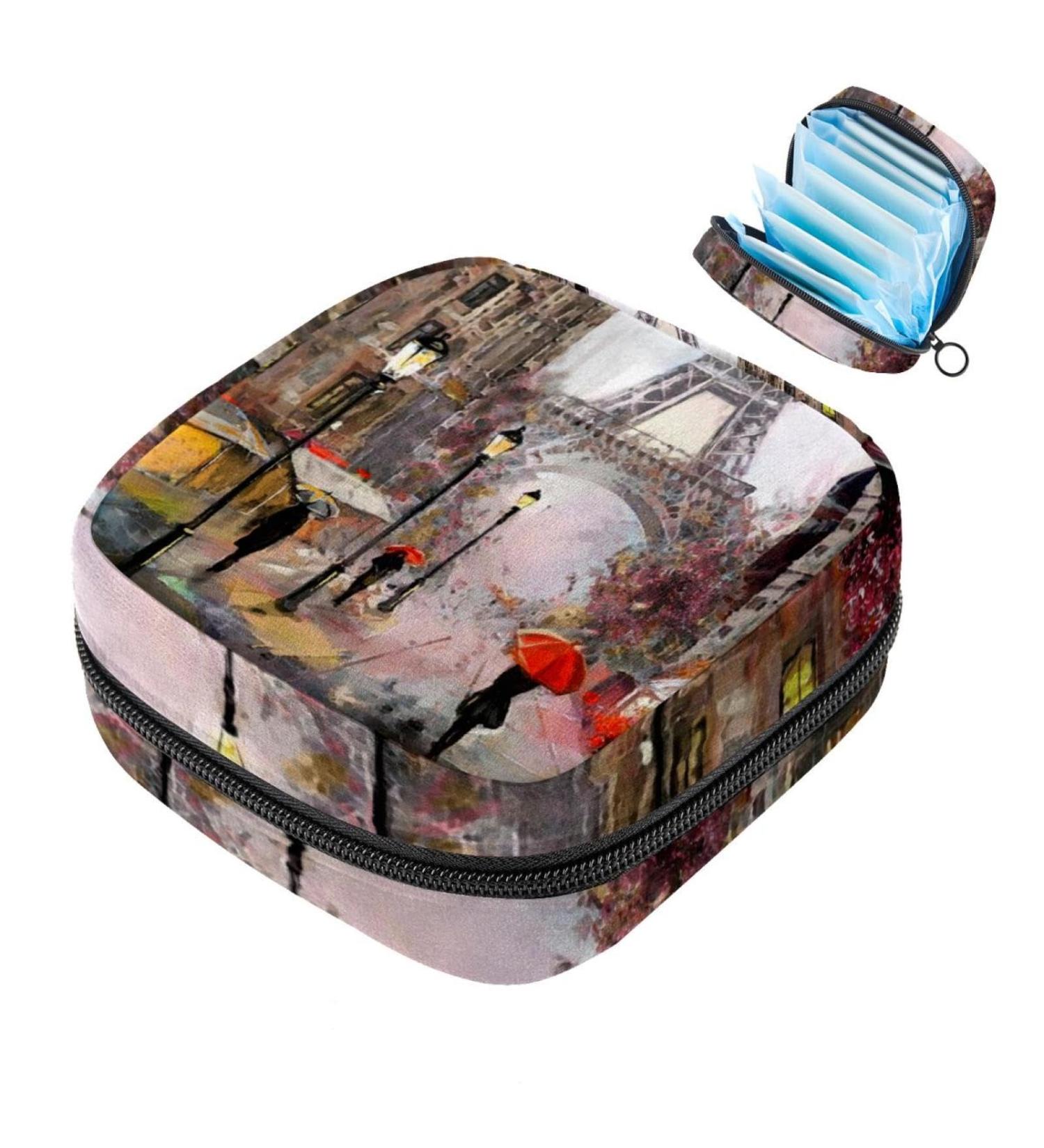 Paris Eiffel Tower Storage Bag for Women's Bandages & Menstrual Pads - Stylish & Portable Holder for School & Office - Buy Online on GoSupps.com