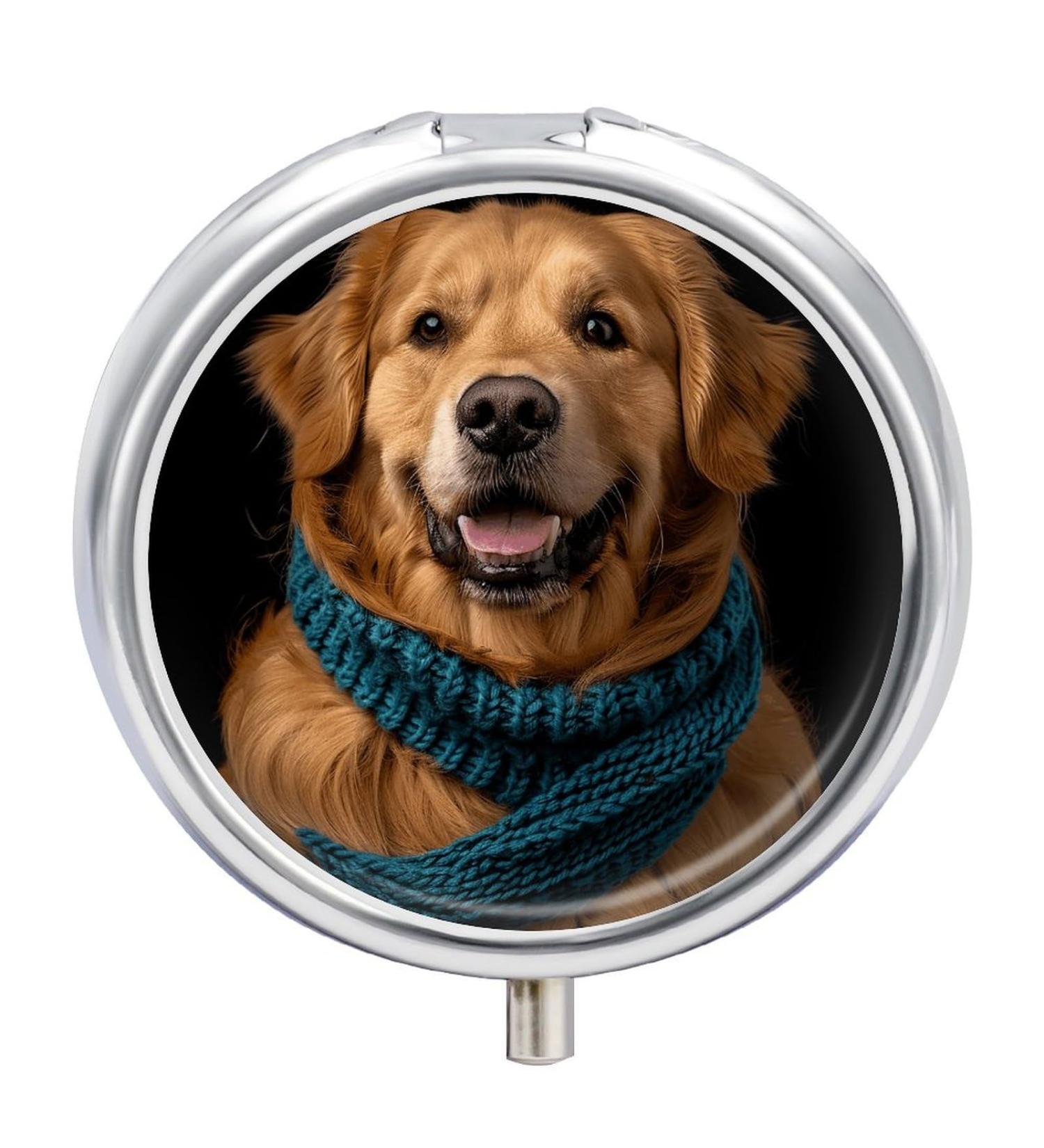 Portable 3 Compartment Pill Box - Travel-Friendly Medicine Organizer with Blue Scarf Design - Ideal for Handbag & Pocket - Buy Online on GoSupps.com