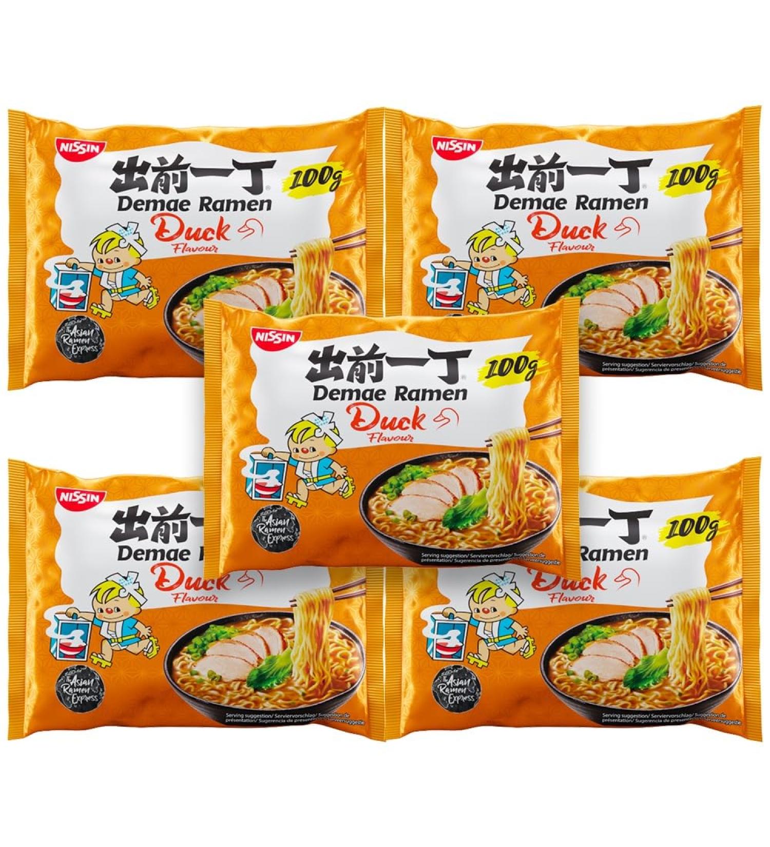 Nissin Demae Ramen Instant Noodles - Duck Flavour 100g (Pack of 5)