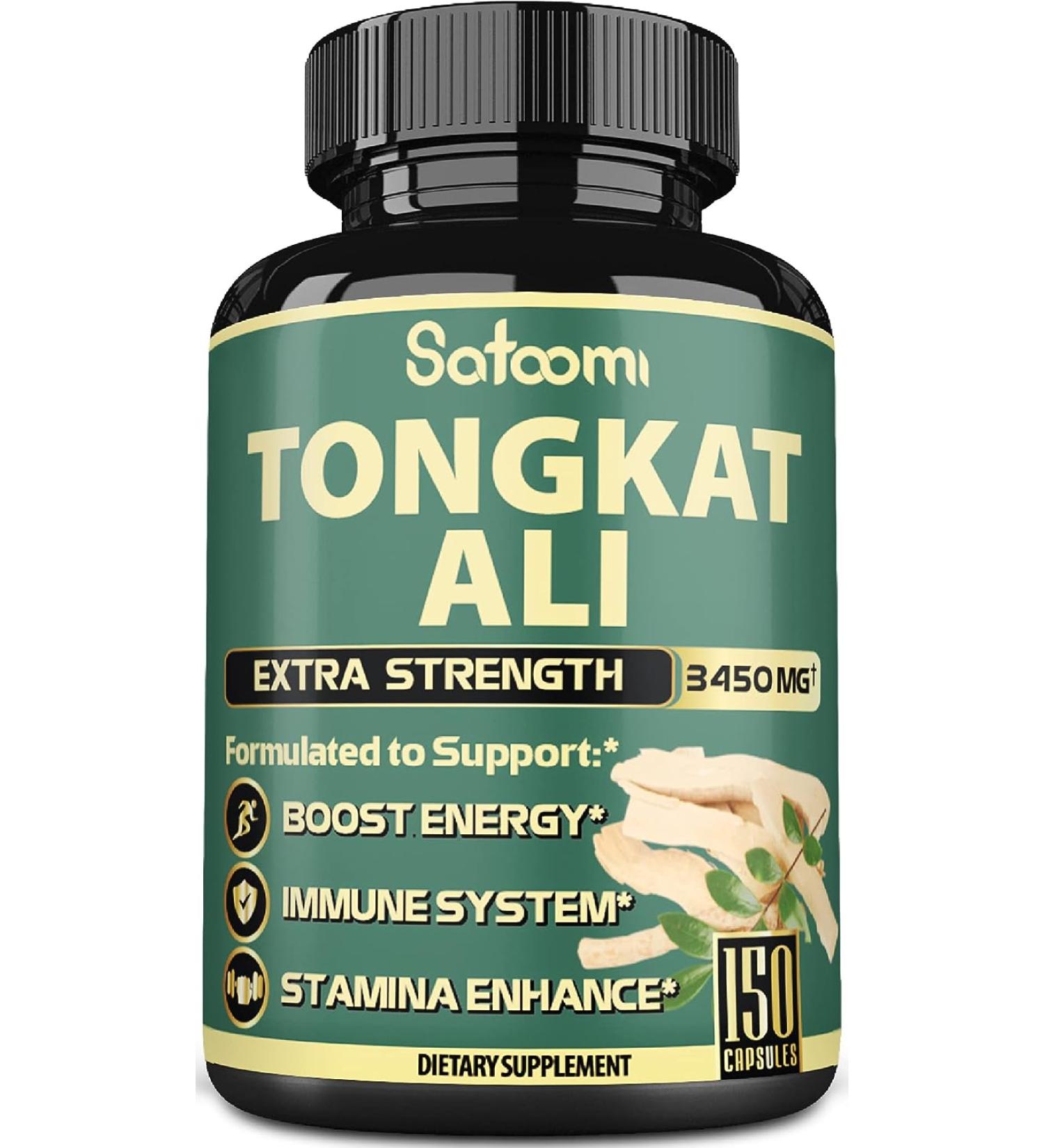 Satoomi Tongkat Ali for Men 3450mg - High Potency Extract with Ashwagandha & Tribulus Terrestris - 5 Months Supply - Boost Strength & Energy - 150 Capsules - Buy Online on GoSupps.com