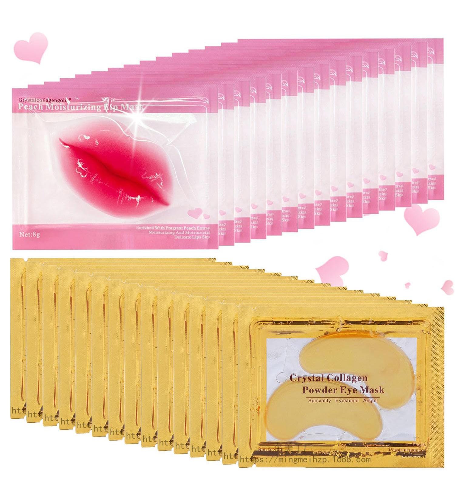 30 Pairs Lip Mask & Eye Mask 24K Gold Crystal Gel Collagen Under Eye Patches Lip Mask Skincare Small Gifts Bachelorette Party Favors Valentines Day Gifts Bulk Gifts Galentines Day Party Favors - Buy Online on GoSupps.com