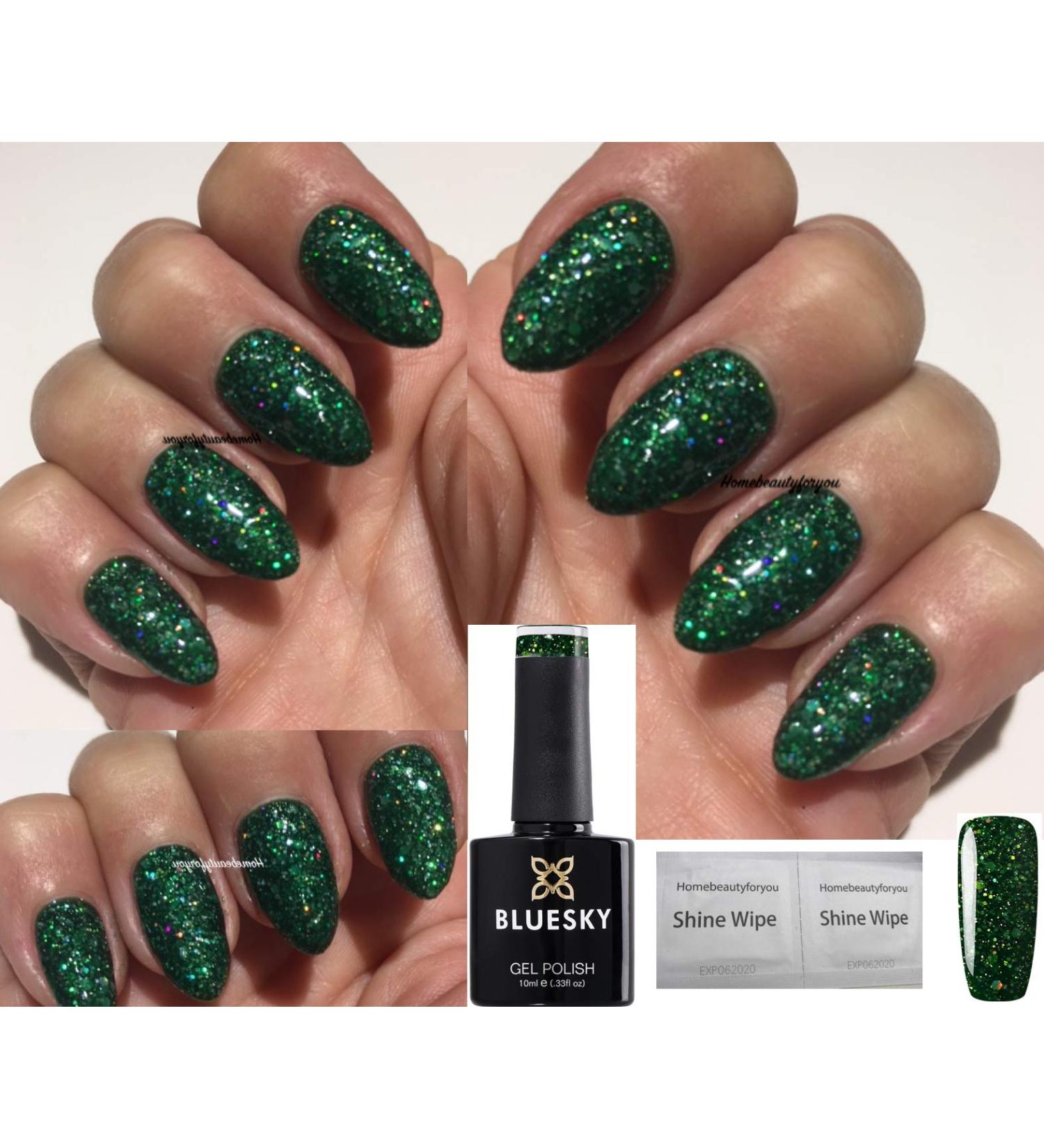 Bluesky Green Glitter Diamond Sparkle BLZ23 Nail Gel Polish UV LED Soak Off 10ml - Buy Online on GoSupps.com