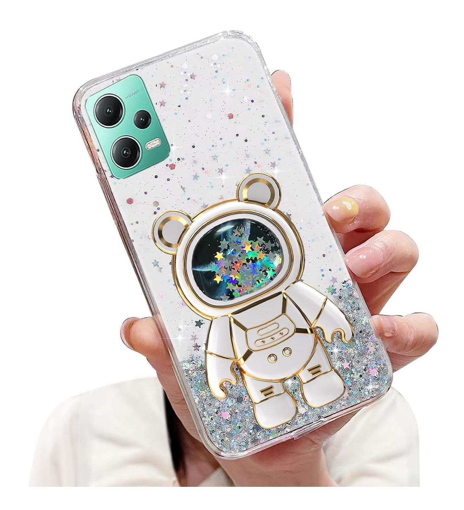 Tivenfezk Nadoli Case for Xiaomi Redmi Note 12 5G - Astronaut Glitter Soft Silicone Protective Cover with Hidden Stand - Buy Online on GoSupps.com