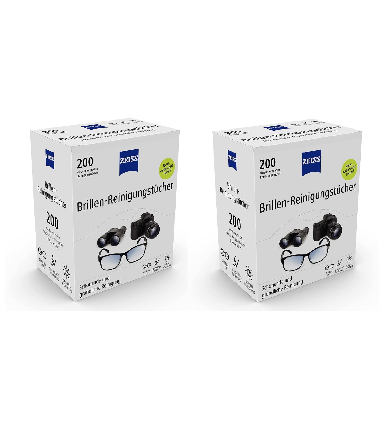 Zeiss glasses Cleaning towels for gentle & thorough cleaning of your glasses - improved Formula Sparset 2 x 200 scarves 2x200