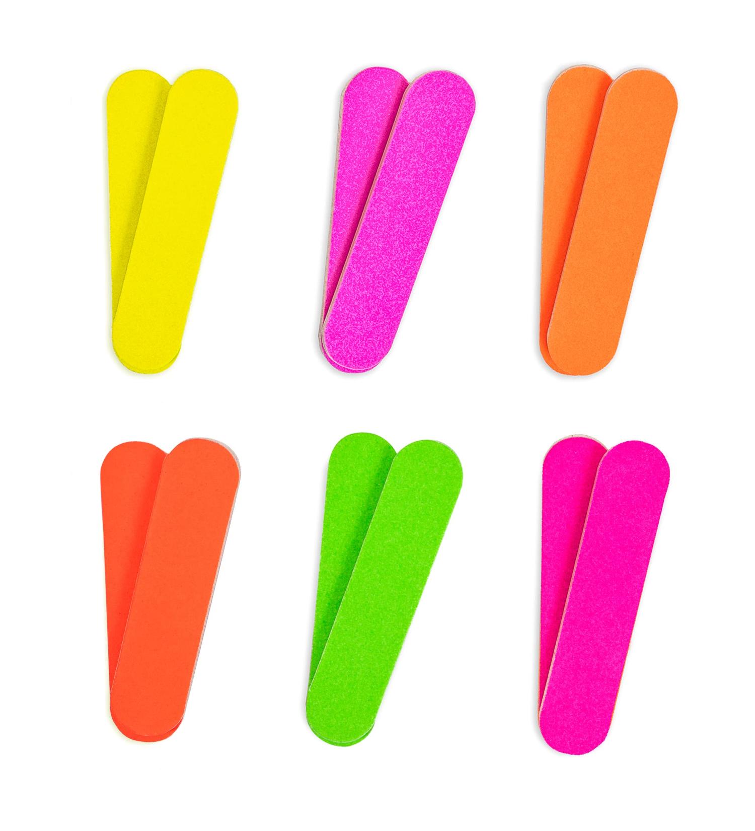 Neon Girly Mini Emery Board Nail Files - Colorful Set of 12 - Buy Online on GoSupps.com
