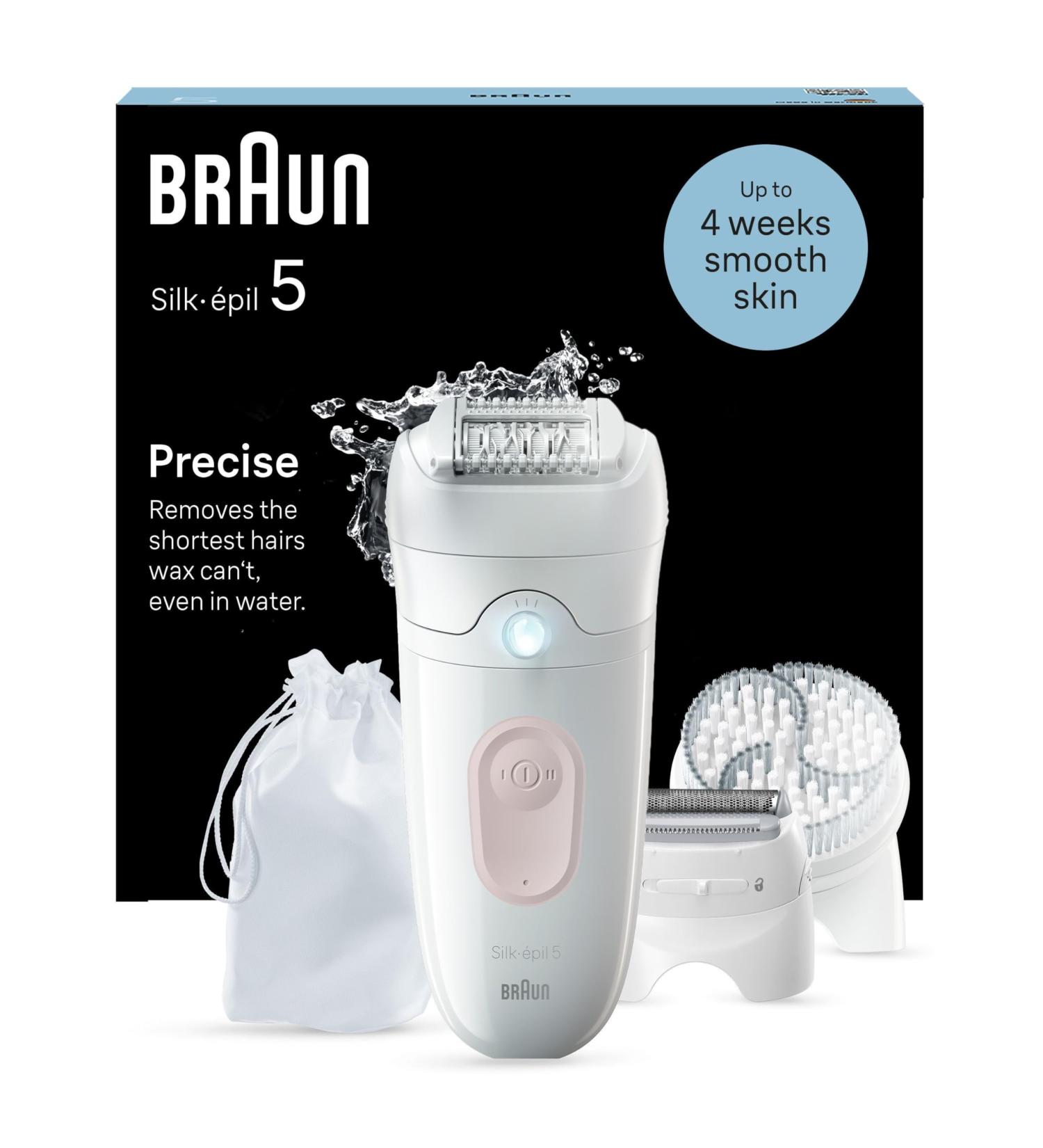 Buy Brown Silk- pil 5 Epilator for Women | Long-lasting Hair Removal & Trimmer Attachment | Model 5-060 in White & Flamingo Rose - Buy Online on GoSupps.com