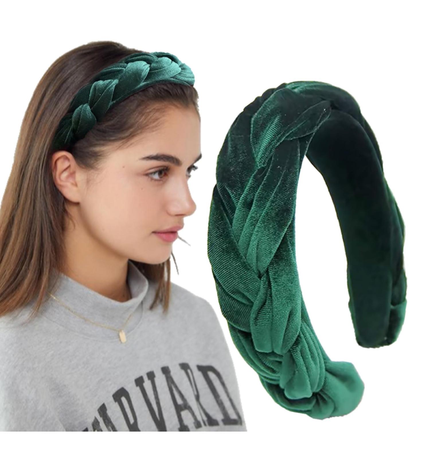 Shop Vintage Dark Green Braided Hair Ties for Women | Fashionable Forehead Straps & Traditional Hair Ropes - Buy Online on GoSupps.com
