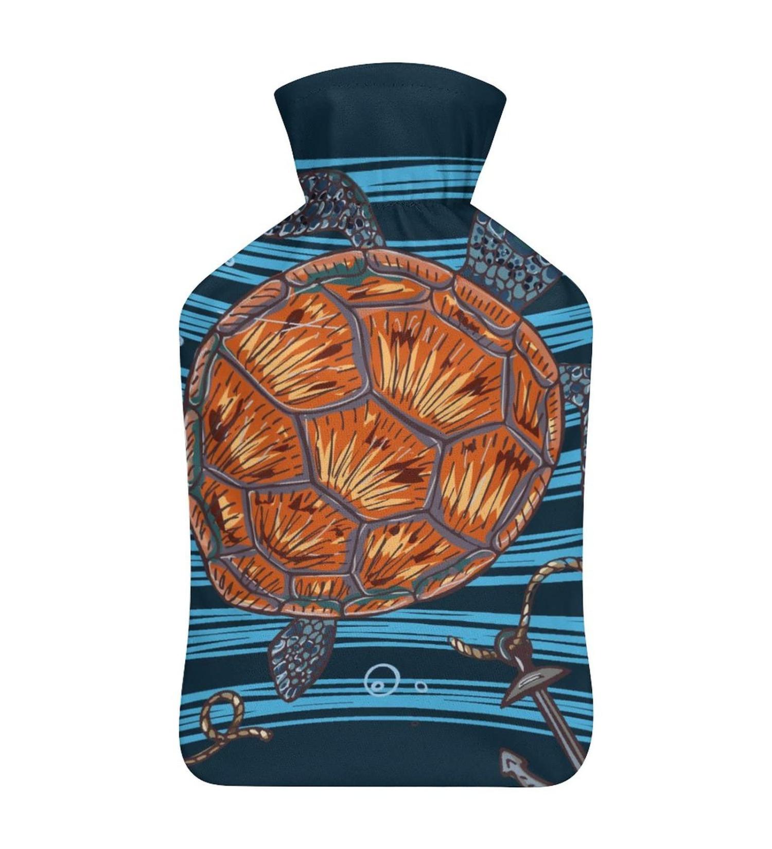 Hot Water Bottle with Lid - Sea Turtle Design for Pain Relief Cramps & Foot Warmer Ideal for Hot and Cold Therapy - Buy Online on GoSupps.com