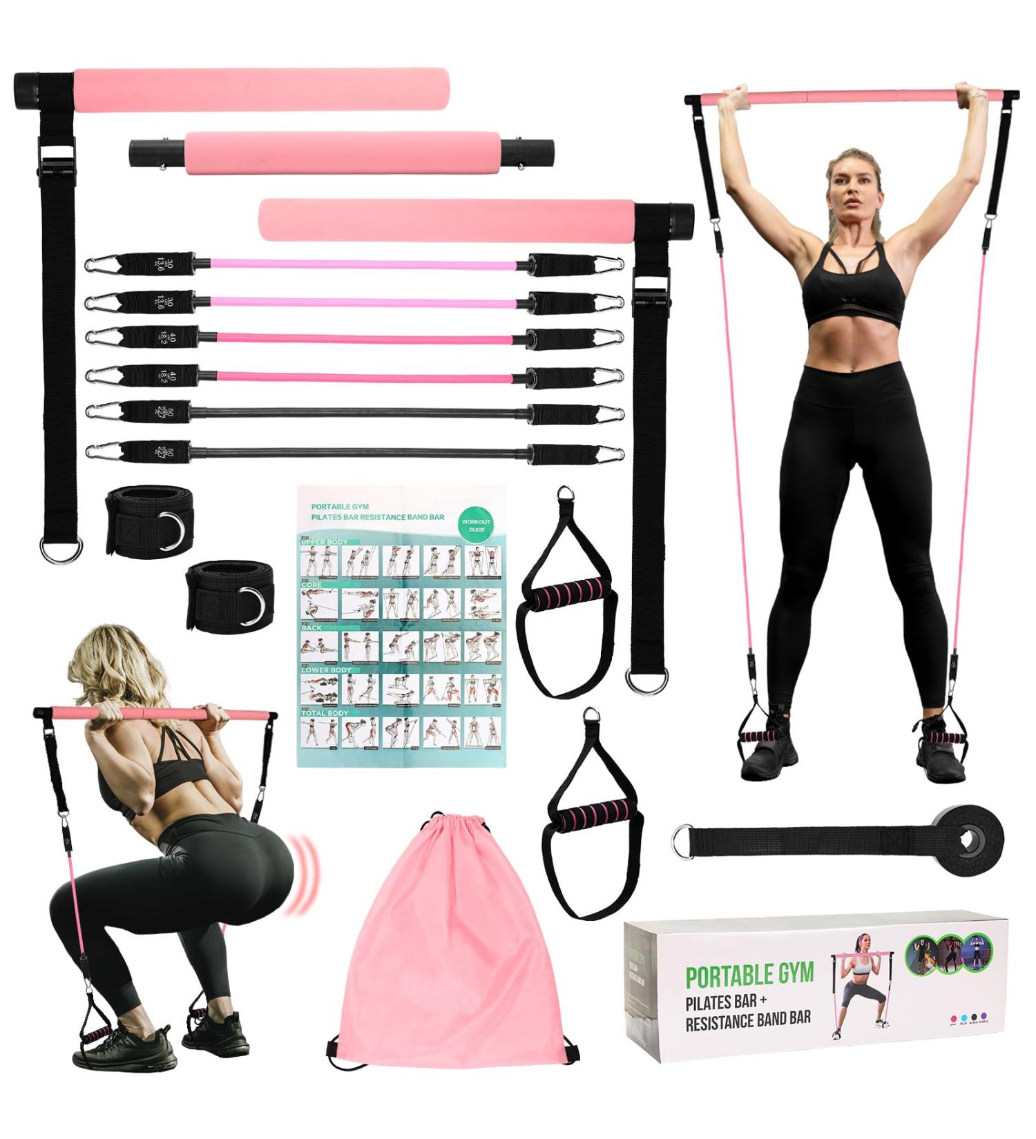 Pilates Bar Kit with Resistance Bands | Multifunctional Sculpt Bar for Full Body Workouts - Adjustable for Men & Women | International Shipping - Buy Online on GoSupps.com