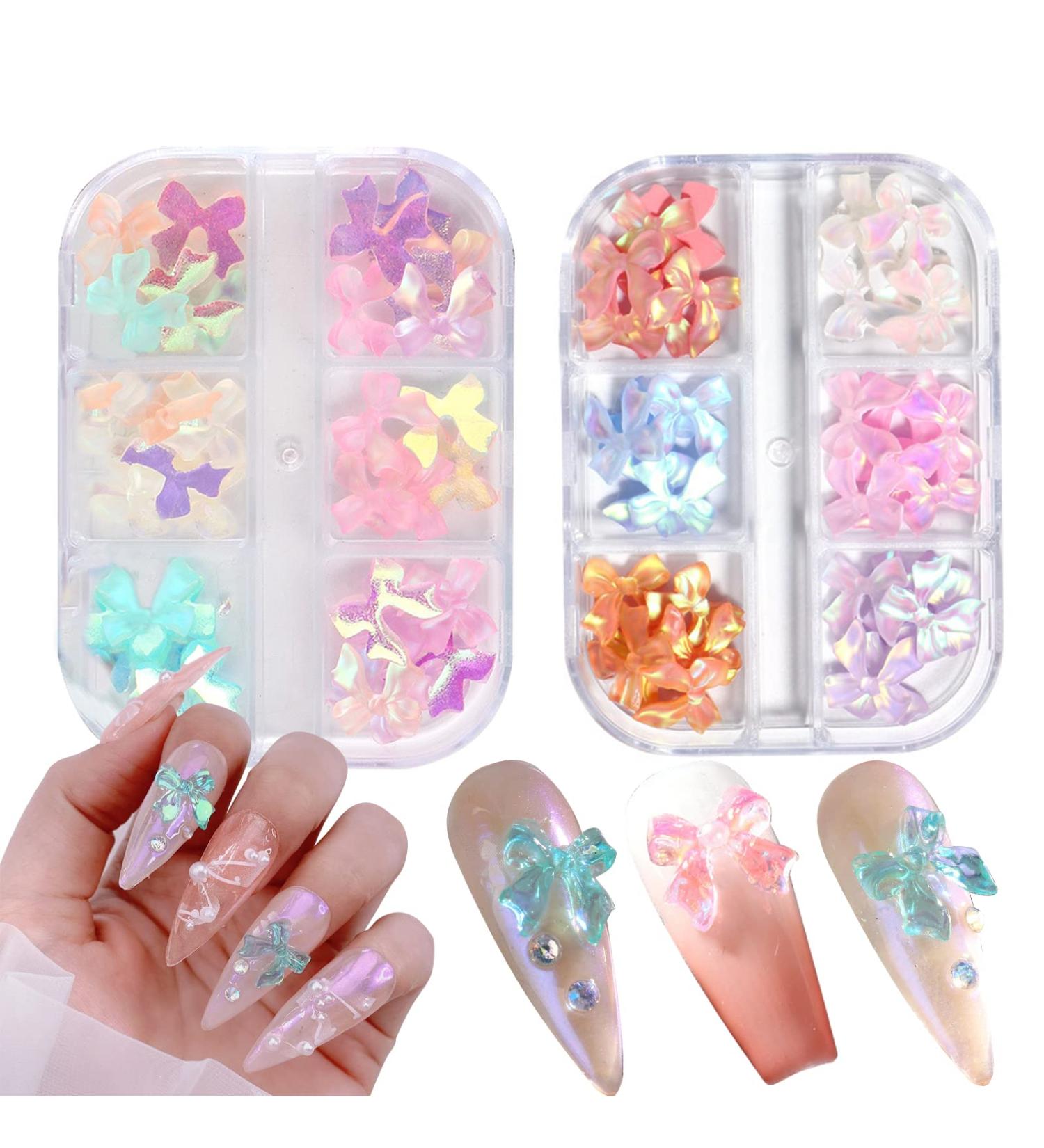 3D Aurora Bow Nail Charms - 72PCS Colorful Resin Bowknots for Nail Art Design - DIY Nail Jewelry Supplies - Buy Online on GoSupps.com