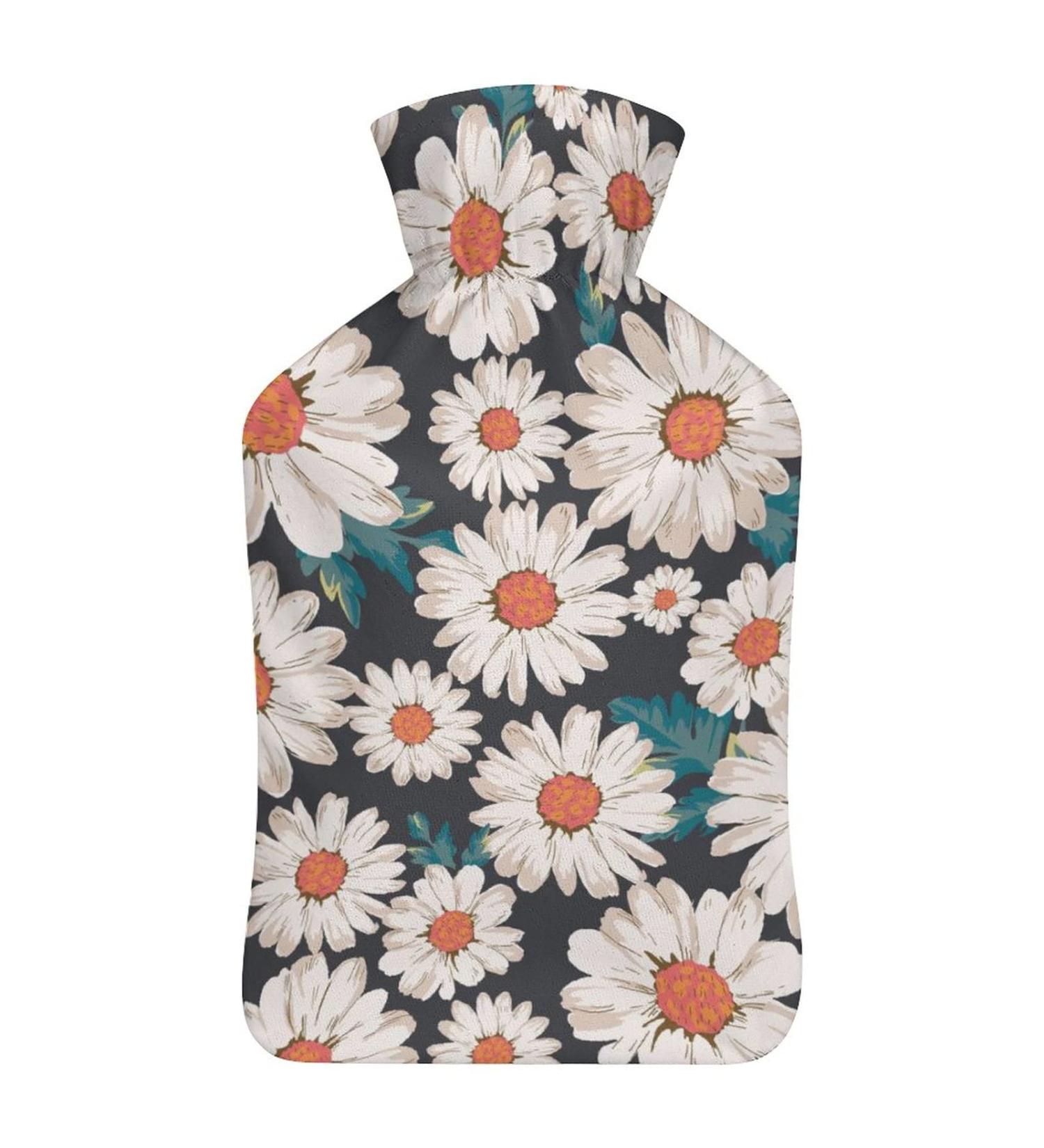 Daisy Flower Hot Water Bottle with Plush Cover | Hand Warmer for Adults & Children - 26.5x15.3cm | International Shipping Available - Buy Online on GoSupps.com