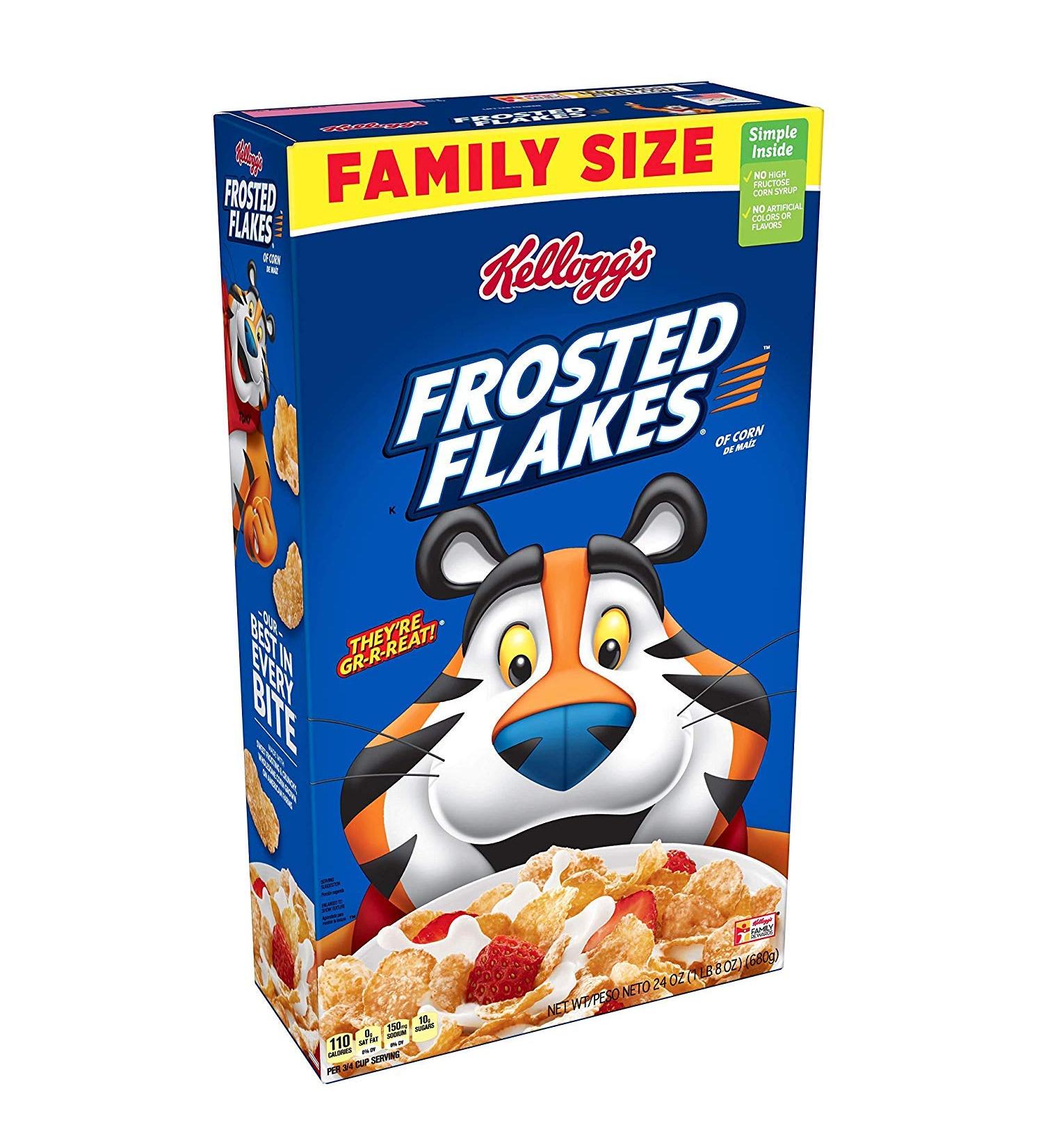 Kellogg's Frosted Flakes Breakfast Cereal Fat-Free Family Size 24 oz (24 Ounce (2 pack))