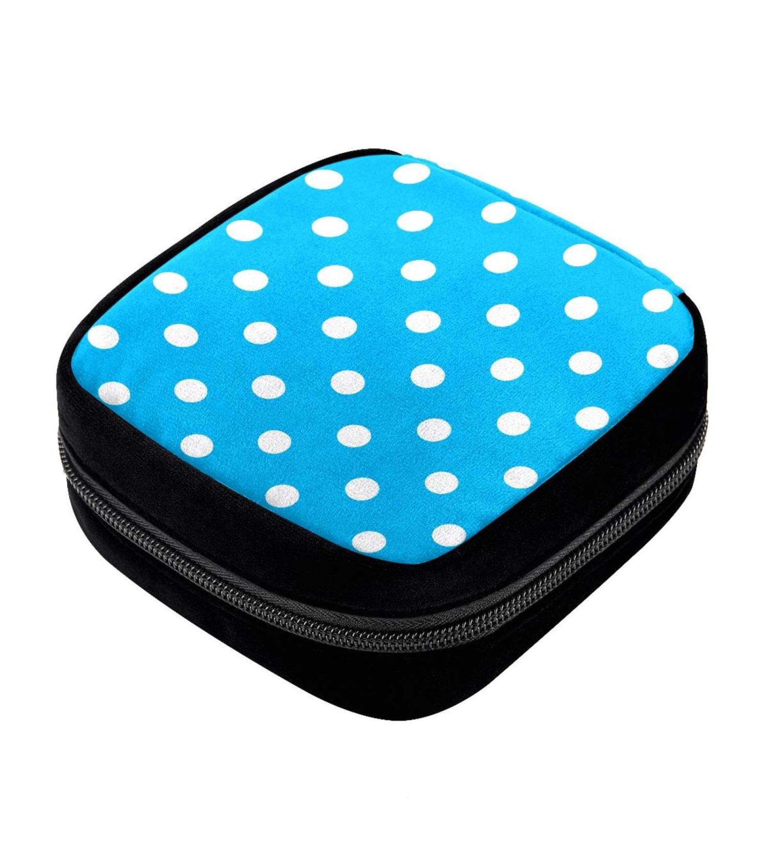 GIAPB Period Bag | Sanitary Napkin Storage & Makeup Pouch | White Dot Blue | 4031 - Buy Online on GoSupps.com