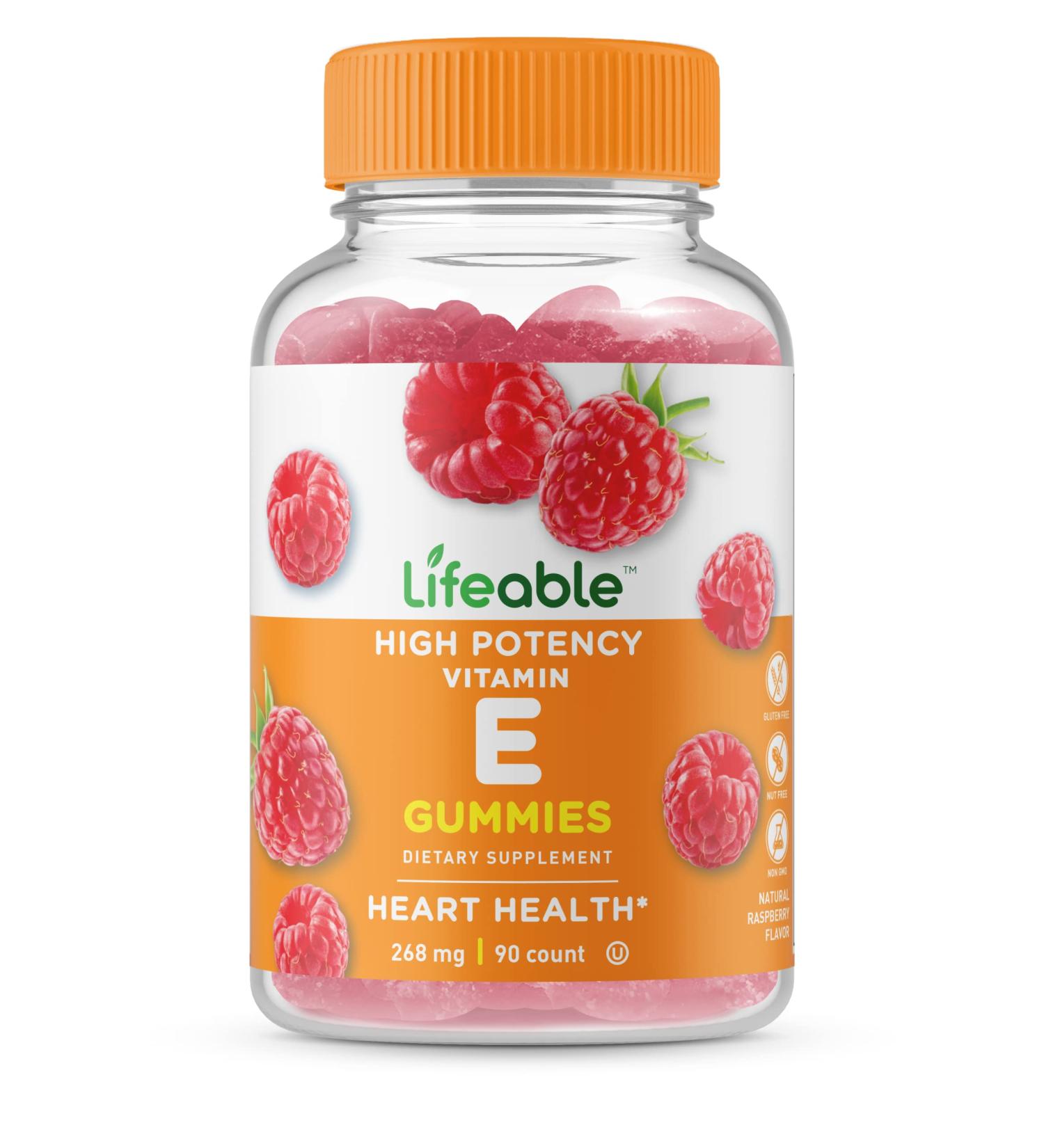 Lifeable Vitamin E 268mg Gummies - Natural Flavor, Vegetarian & GMO-Free Supplement for Eye Health & Cardiovascular Support - 90 Count - Buy Online on GoSupps.com