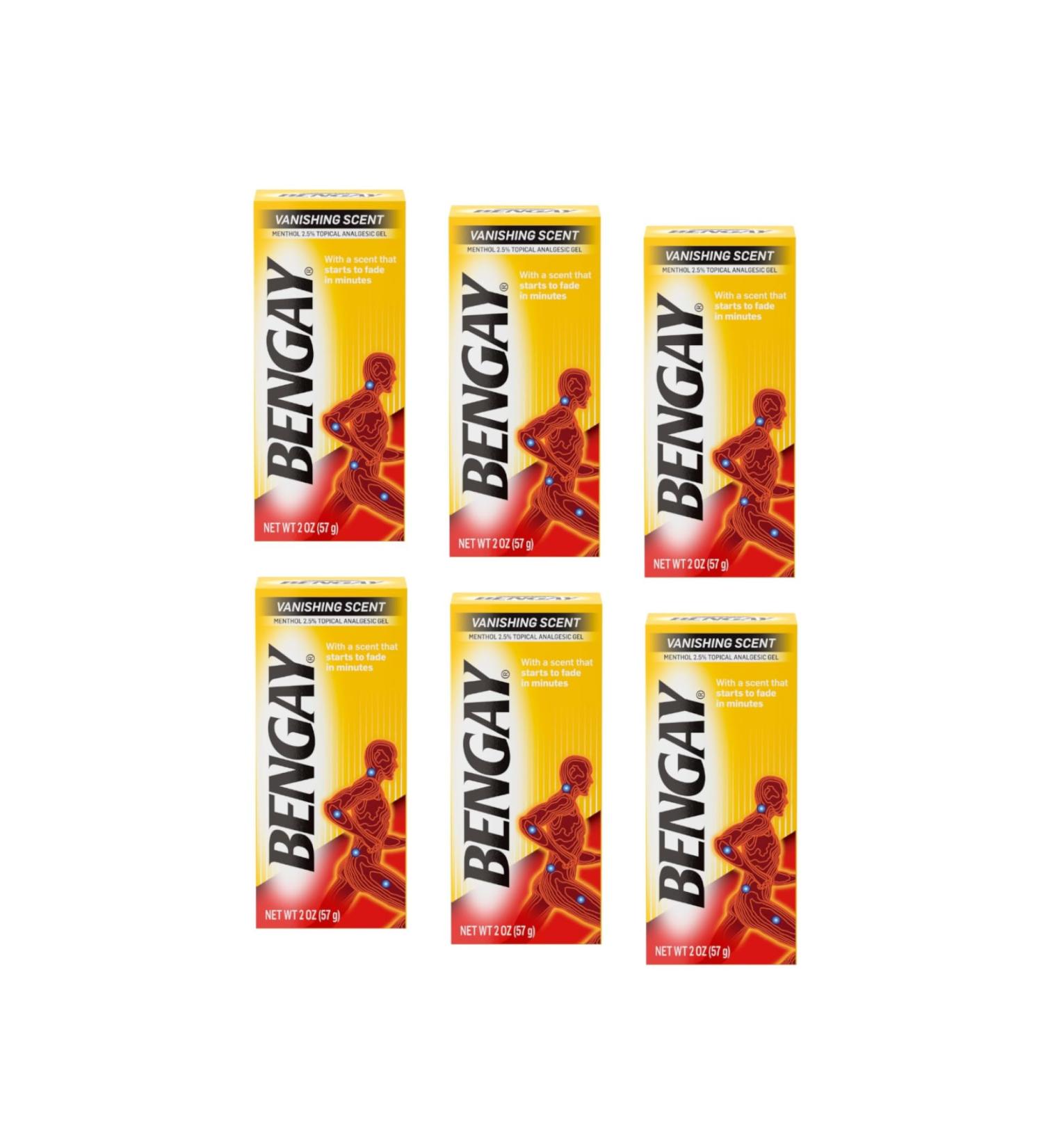 BENGAY Menthol Pain Relieving Gel Vanishing Scent 2 OZ - Pack of 6 - Save on Multipacks! - Buy Online on GoSupps.com