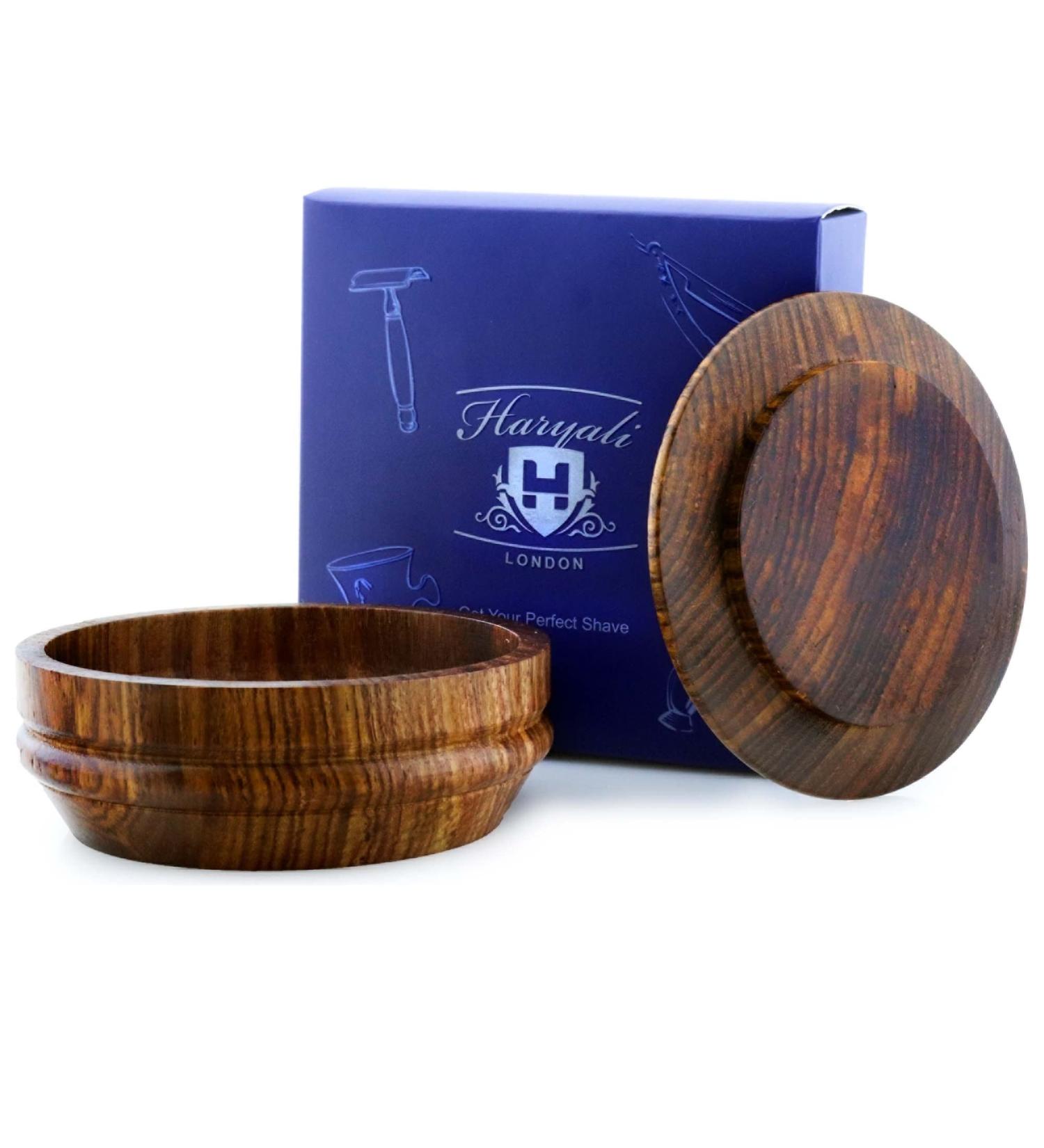 Premium Wooden Shaving Bowl with Lid | Complete Shaving Brush & Cream Set | Enhance Your Grooming Experience - Buy Online on GoSupps.com