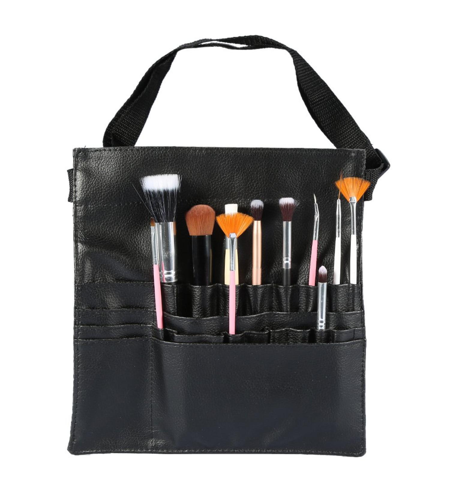 Premium PU Leather Makeup Brush Belt & Cosmetic Bag - Zipper Storage for Eyeshadow & Concealer Brushes - Perfect for Professionals - Buy Online on GoSupps.com