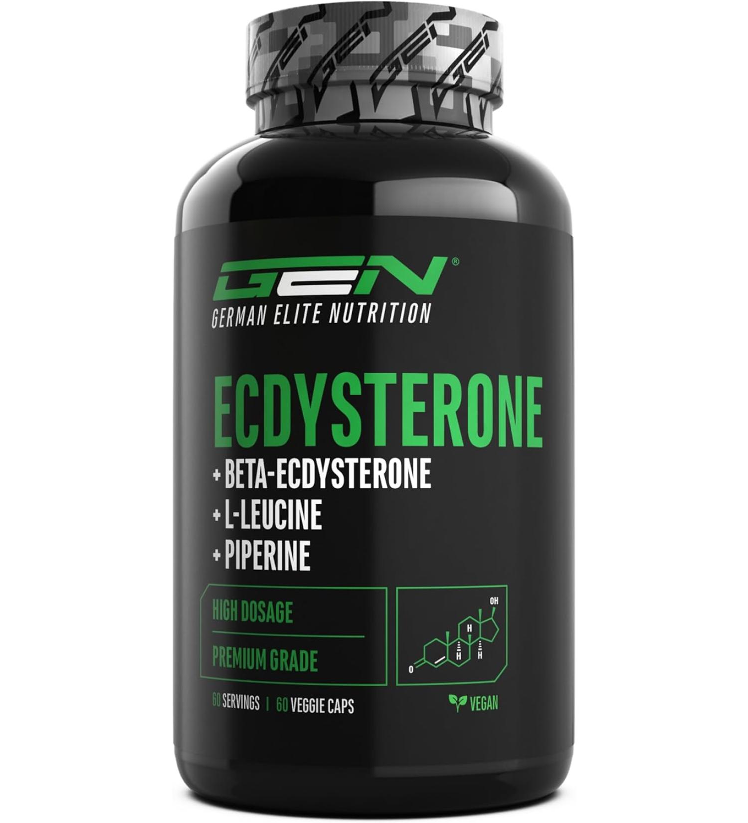 ‎GEN GERMAN ELITE NUTRITION Ecdysterone Complex - High Dose with 760 mg With L-Leucine + Piperine  - 60 Capsules - Buy Online on GoSupps.com