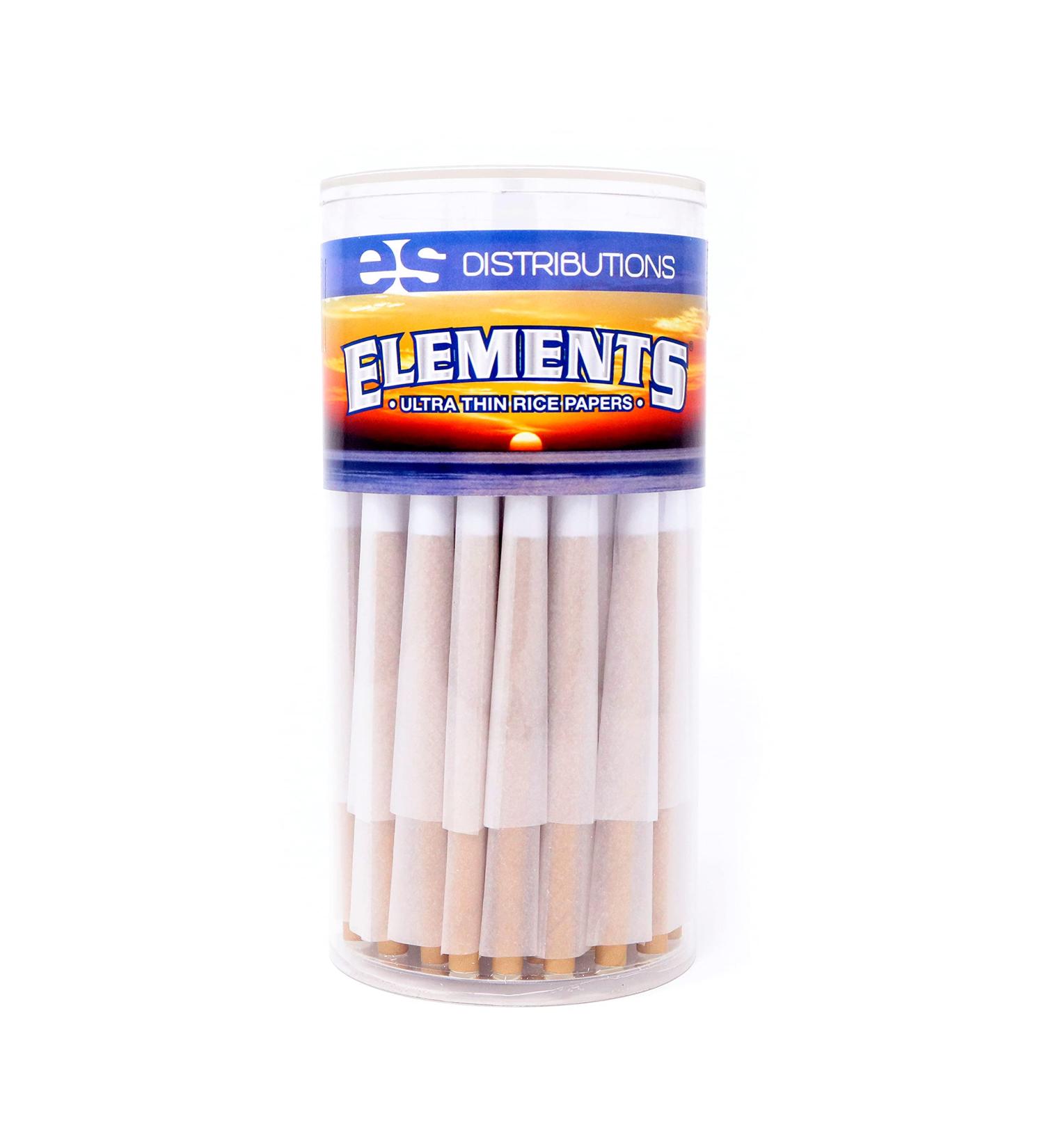 Elements Cones King Size 100 Pack - Natural Pre Rolled Rice Rolling Paper with Tips and Packing Tubes | 100 Count - Buy Online on GoSupps.com