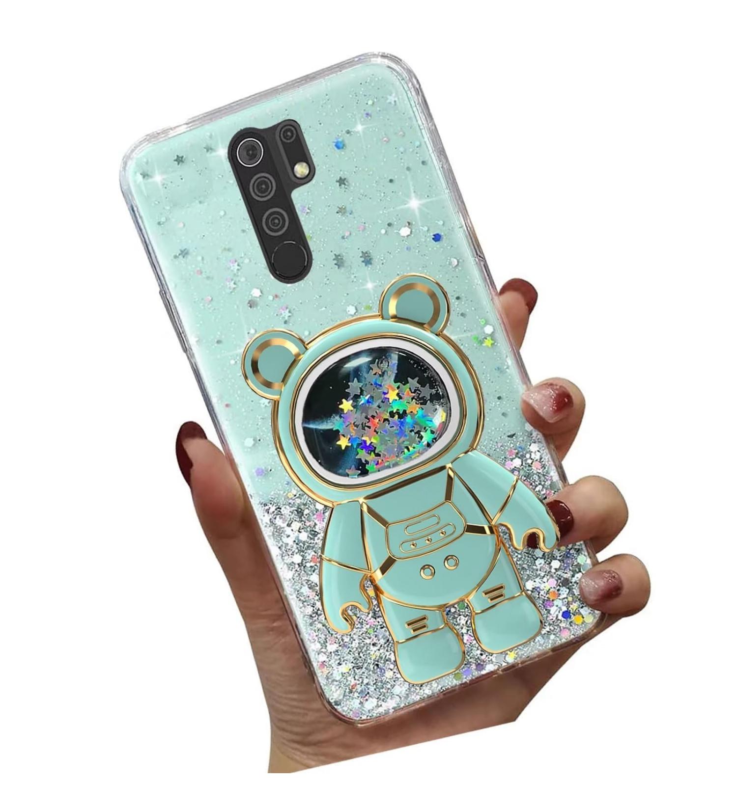 Buy Tivenfezk Nadoli Glitter Astronaut Phone Case for Xiaomi Redmi 9 - Soft Silicone Hidden Stand Protective Cover - Buy Online on GoSupps.com