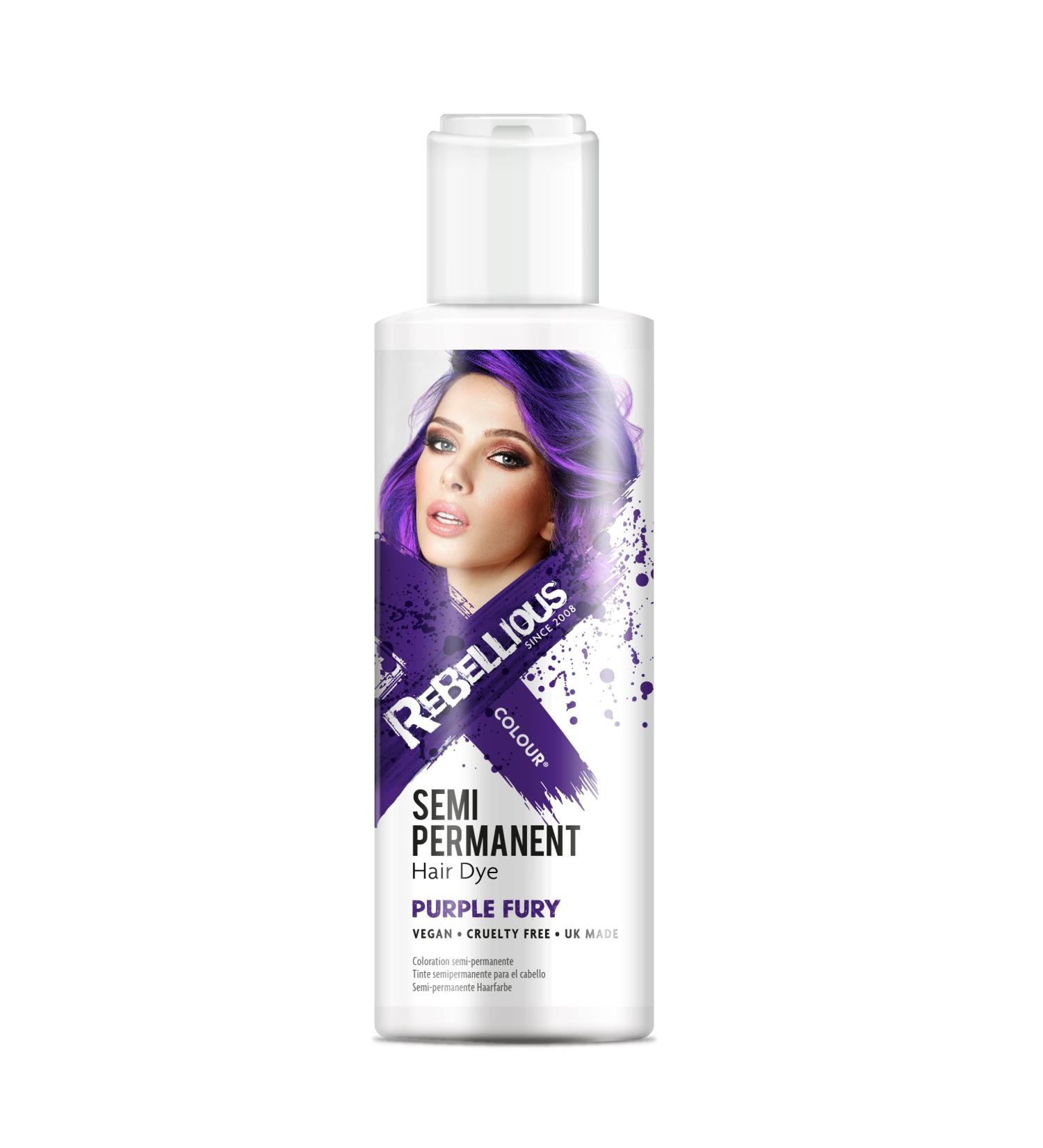 Rebellious Colours Vegan Semi Permanent Hair Dye Colour 100ml (Purple Fury)