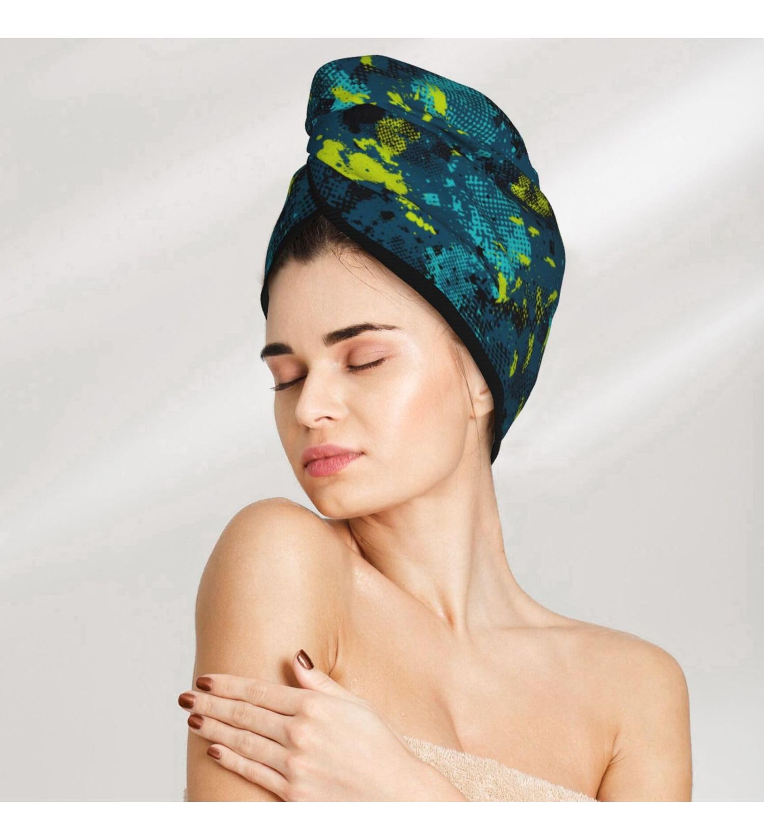 Sport Camouflage Green Microfiber Hair Towel | Super Absorbent Quick Dry Hair Turbans for Women & Kids - Perfect for Curly & Thick Hair - Buy Online on GoSupps.com