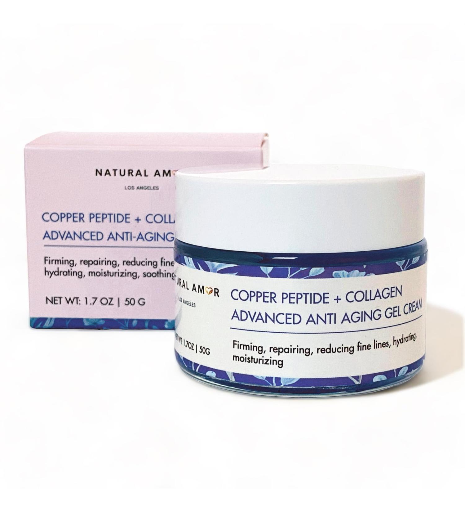 Natural Amor Copper Peptide Face Gel Moisturizer - Anti-Aging Collagen Cream for Rapid Firming & Wrinkle Reduction | 1.7 oz - Buy Online on GoSupps.com