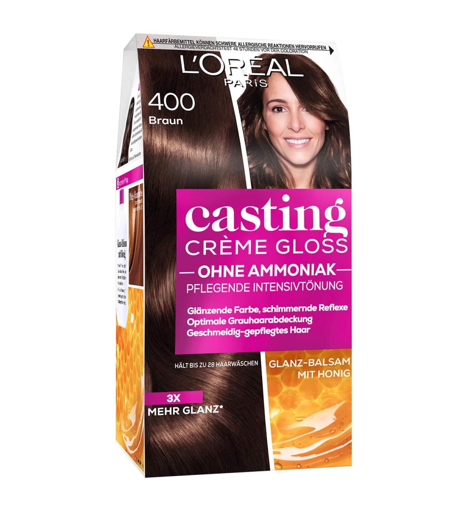 L'Or al Paris Ammonia-Free Coloration - Nourishing Casting Cr me Gloss Hair Color No. 400 Brown (1 Piece) - Silicones Free Intensive Tinting & Gloss Reflex Balm - Buy Online on GoSupps.com