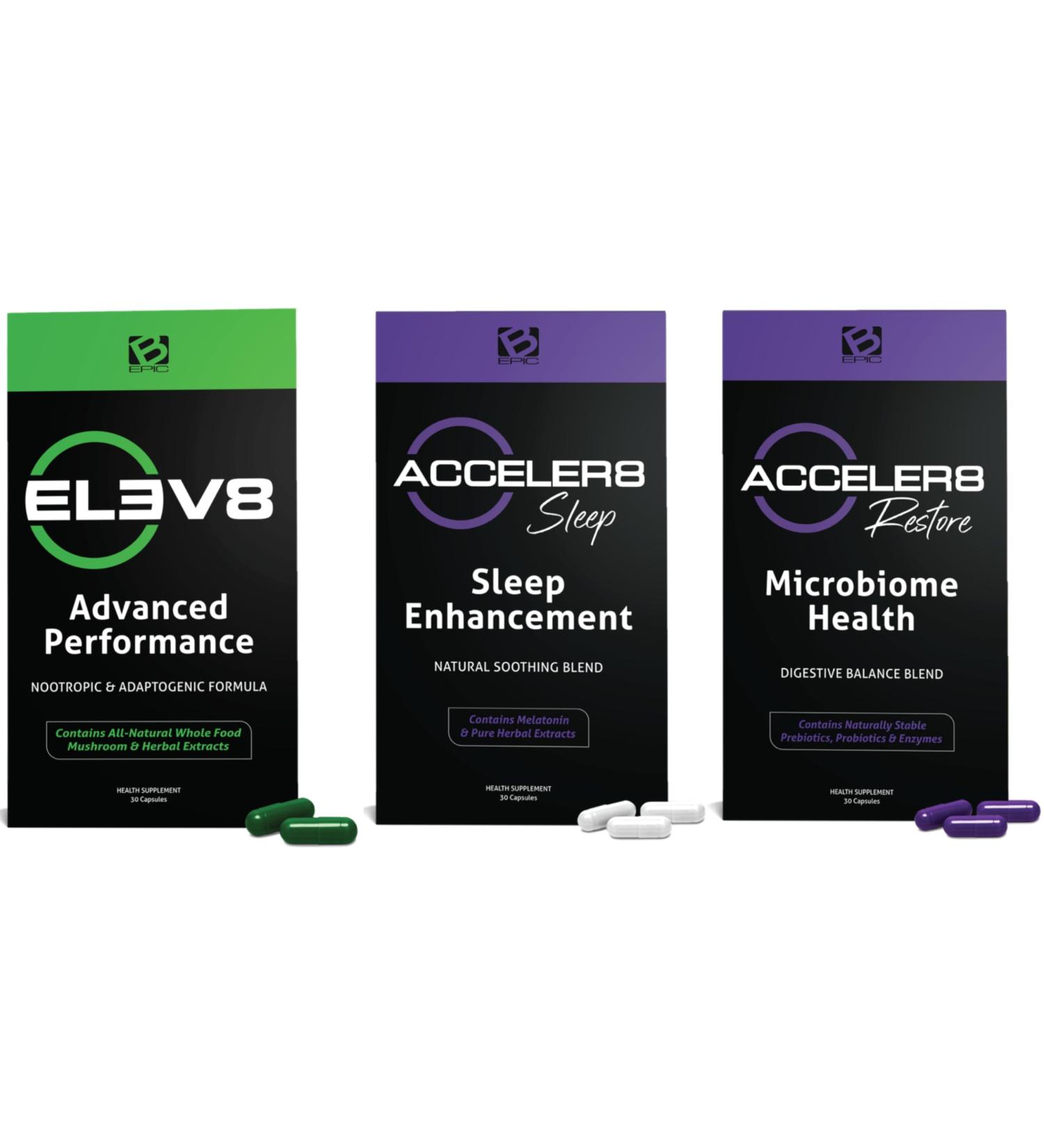 ELEV8 & ACCELER8 - 30 Day Supply | Boost Energy Sleep & Weight Management - 90 Capsules - Buy Online on GoSupps.com
