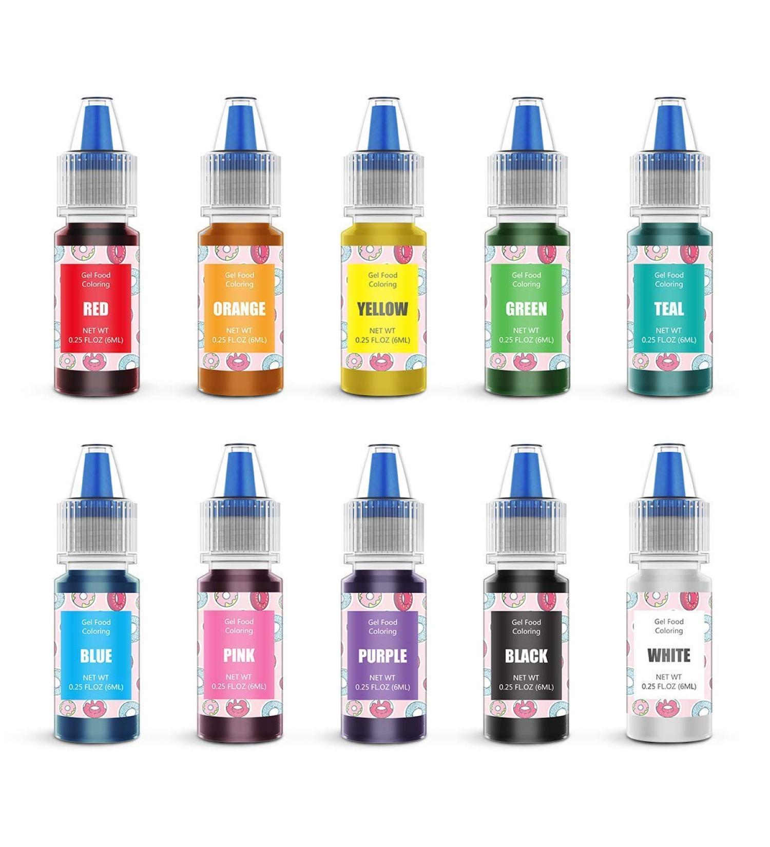 Jelife 10 Color Gel Food Coloring Set 6ml Bottles, Flavorless Neon Edible Dye for Vibrant Cake Decorating, Baking, and Frosting - Buy Online on GoSupps.com
