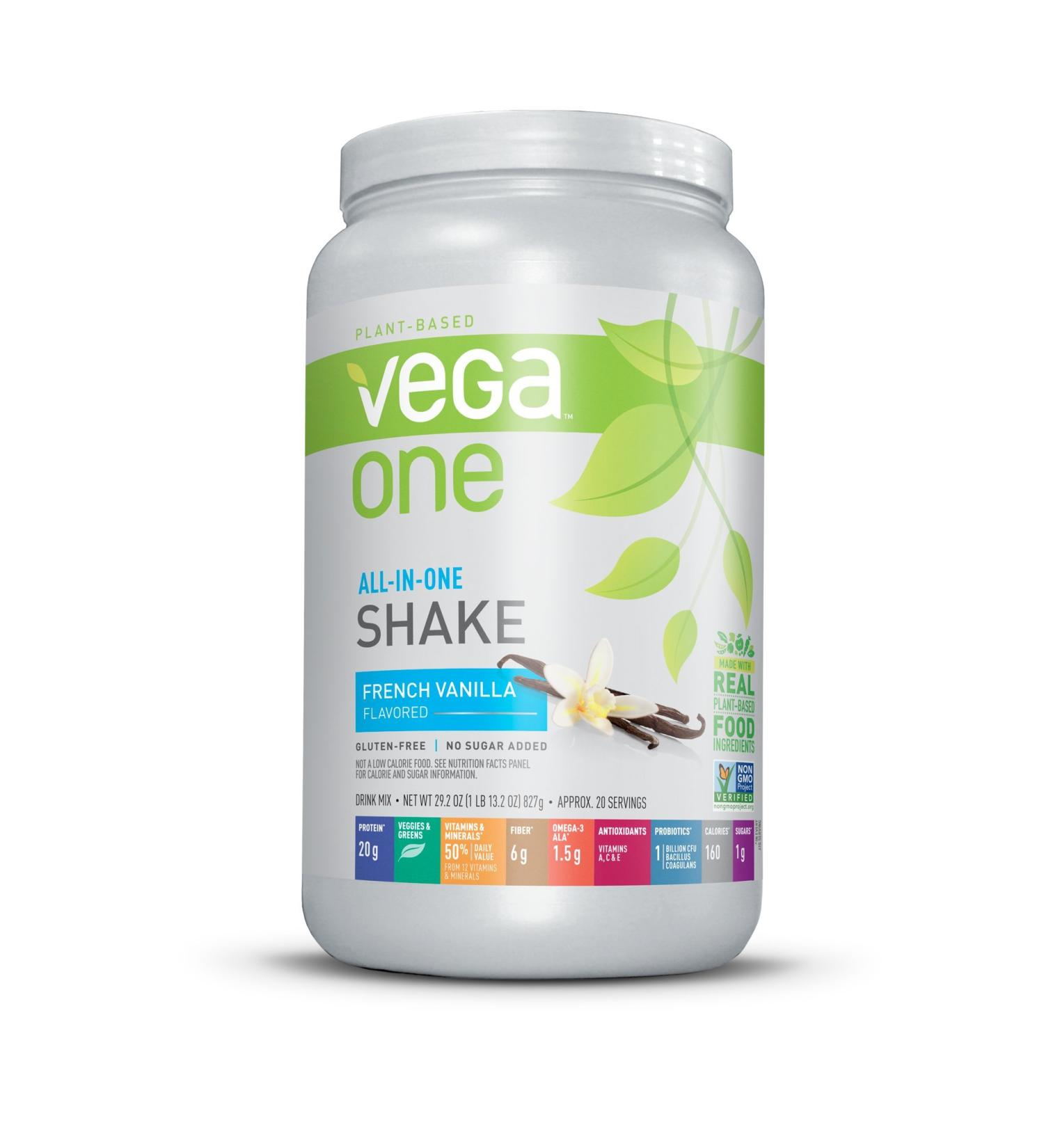 Vega One French Vanilla Nutritional Shake - Plant Based Vegan Protein Powder, Non-GMO, Gluten Free - 29.2 oz - Buy Online on GoSupps.com