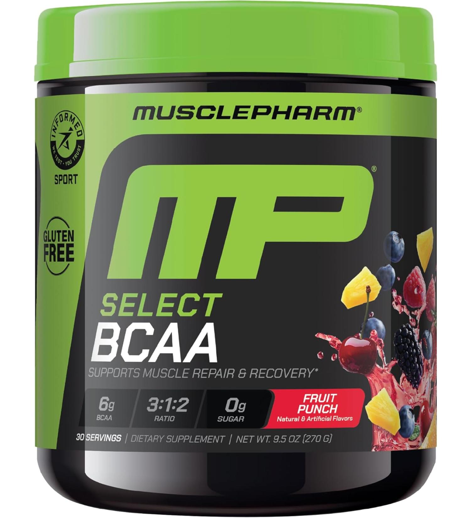 MusclePharm Essentials BCAA Powder, Pre & Post Workout Recovery Drink, Supports Muscle Recovery & Energy, Essential Amino Acids, 30 Serv, Fruit Punch - Buy Online on GoSupps.com
