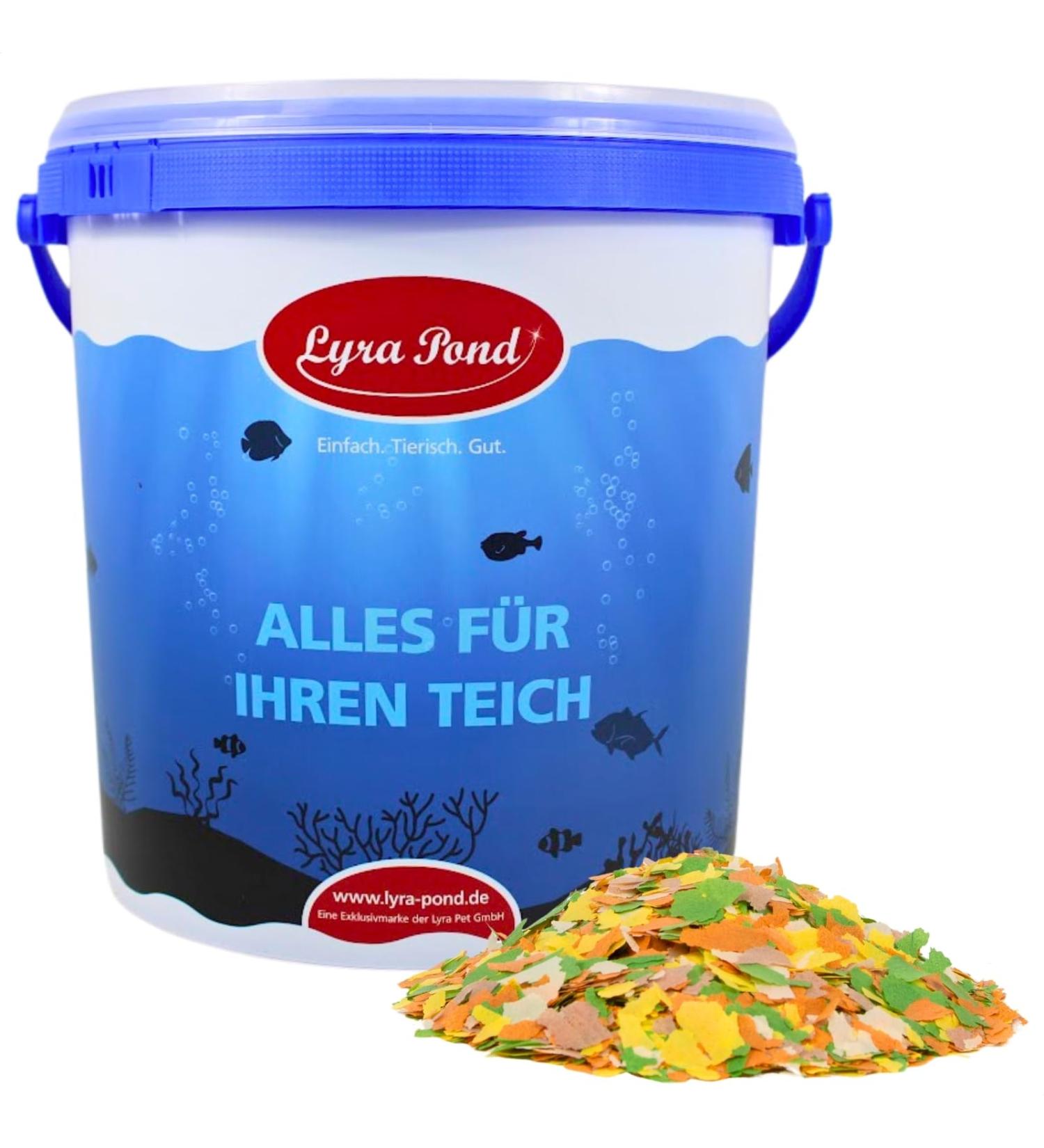Lyra Pond 10 L Multi Flakes in Bucket | Pond Fish Flake Food | Easy to Digest Pond Food Made from Corn & Wheat Flour | Very Low Weight - Buy Online on GoSupps.com