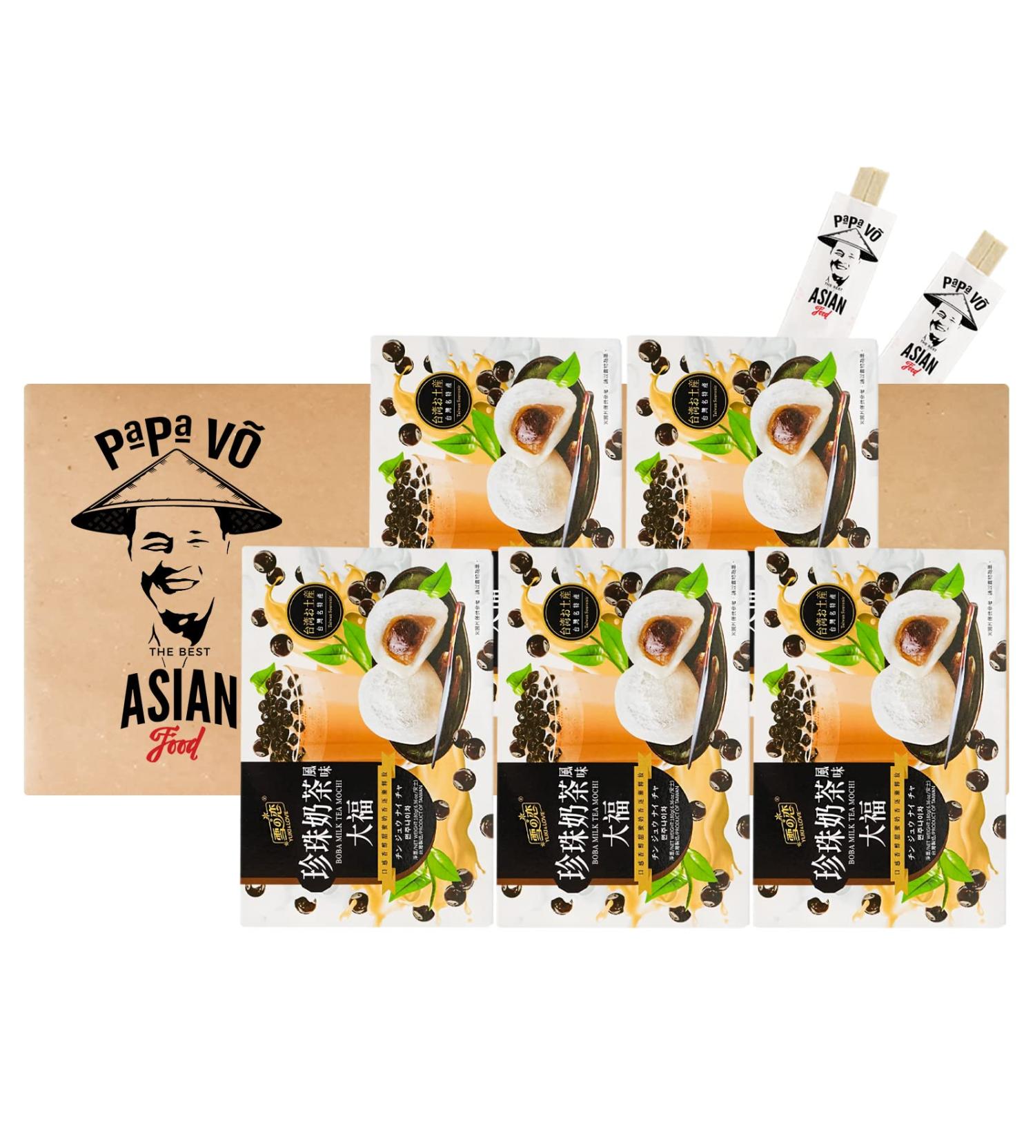 Pack of 5 (5x180g) Yuki&love Mochi Boba Milk Tea Flavor (Papa Vo )