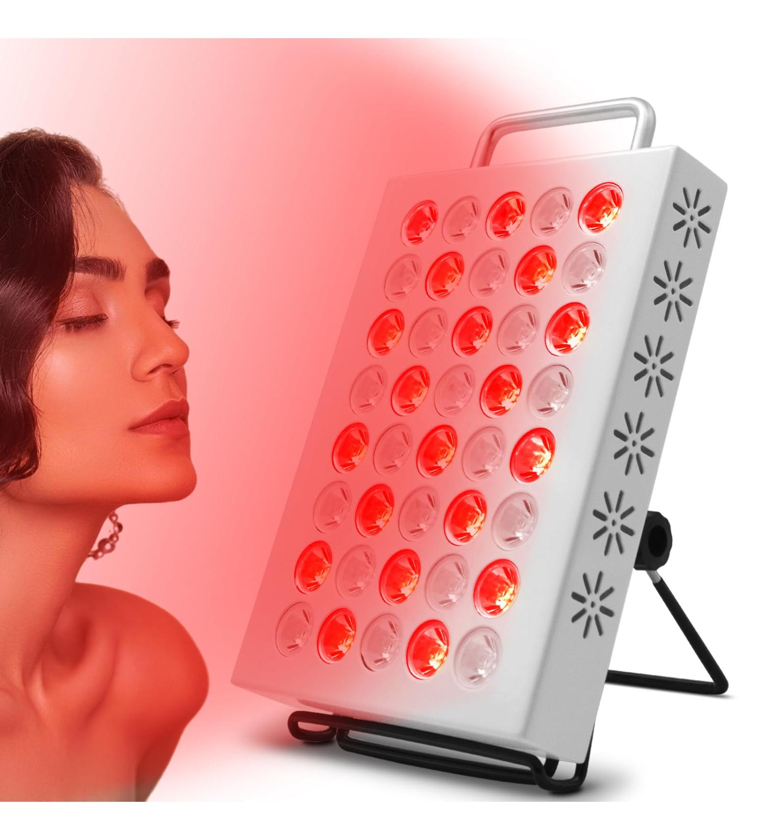Red Light Near Infrared Light Lamp Panel with 40pcs Dual Chips LEDs Adjustable Brightness Red Lamp at Home and Office Red LED Light with Timer - Buy Online on GoSupps.com