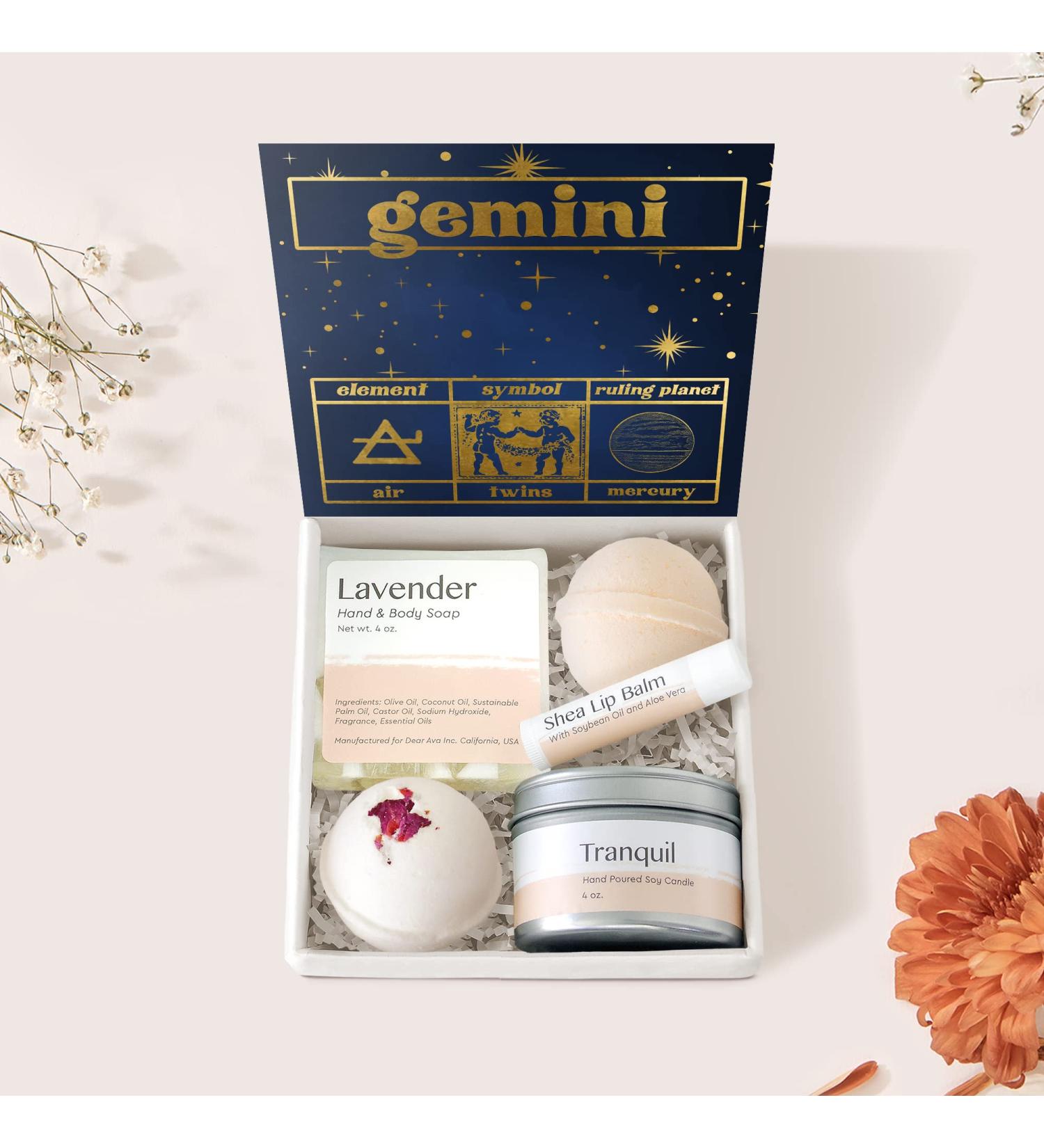 Dear Ava Spa Gifts for Women - Organic Self Care Luxury Bath & Body Kit | Anti-Stress Relaxation Gift Basket with Heartfelt Card - Perfect Gemini Birthday Gift - Buy Online on GoSupps.com