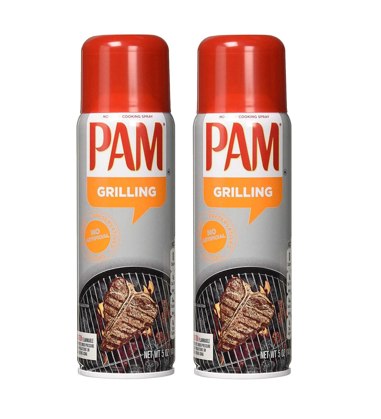 Pam No-Stick Cooking Spray - Grill - For High Temperature - Net Wt. 5 OZ (141 g) Each - Pack of 2