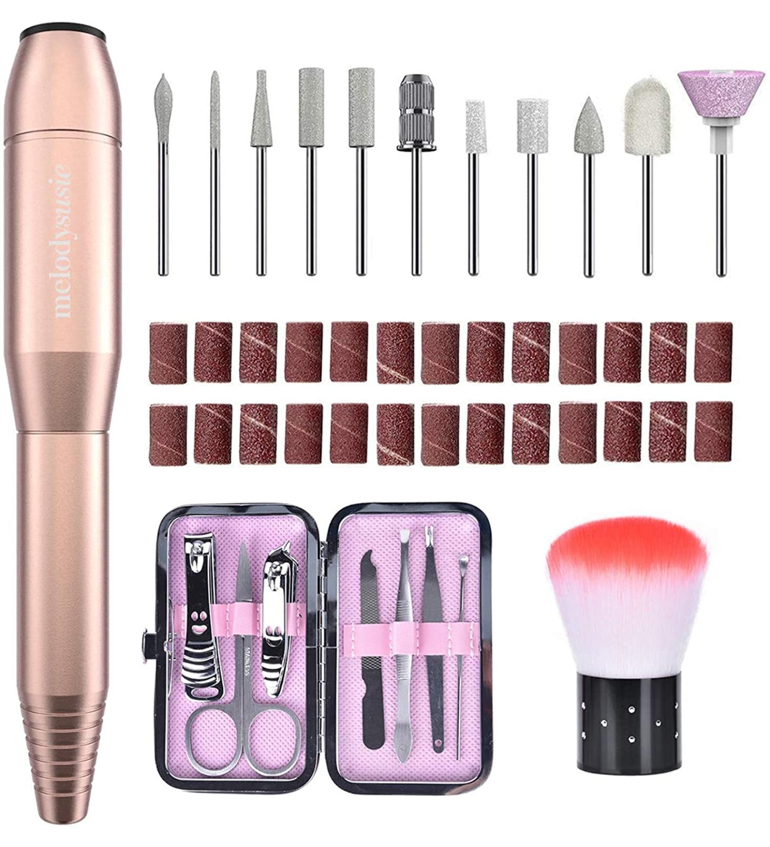Melodysusia 11-in-1 Electric Nail File Set - Professional Gel Nail Cutter & Pedicure Kit for Nail Studios & DIY Manicures | Golden D-PROFI - Buy Online on GoSupps.com