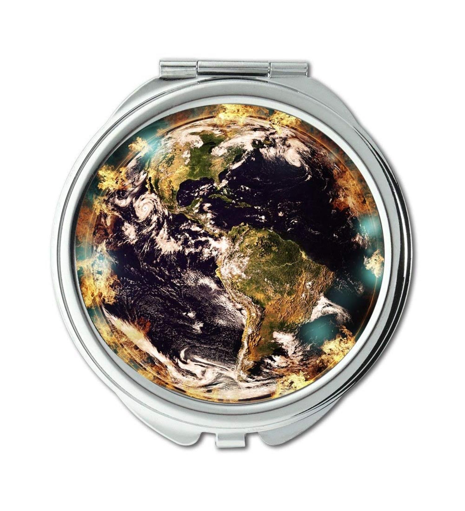 Mirror earth round makeup mirror Earth Destruction Environment Damage Pollution makeup mirrors pocket mirror portable mirror - Buy Online on GoSupps.com