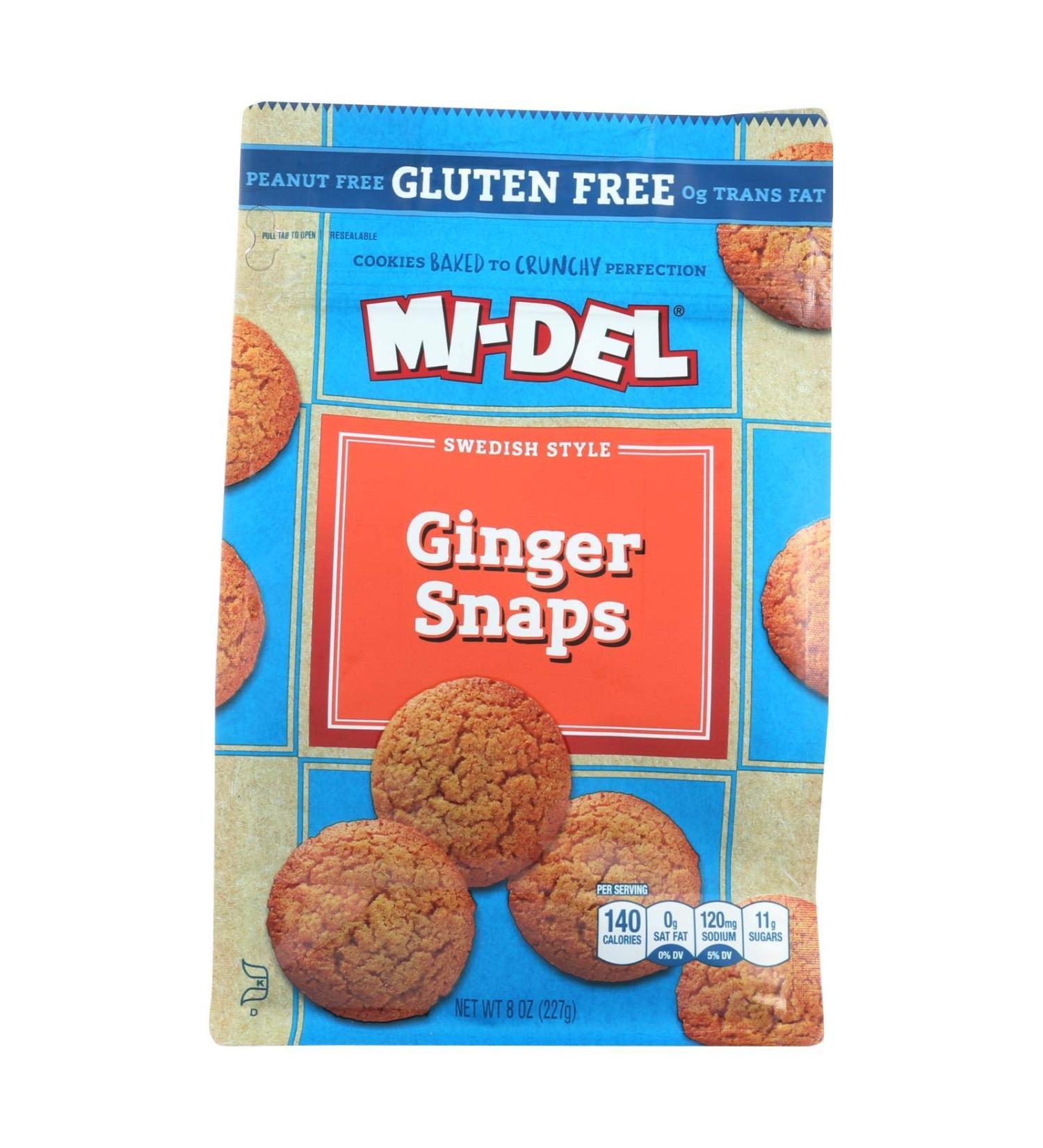 Midel Ginger Snaps, Gluten Free - 8 Ounce (Pack of 8) Ginger 8 Ounce (Pack of 8)