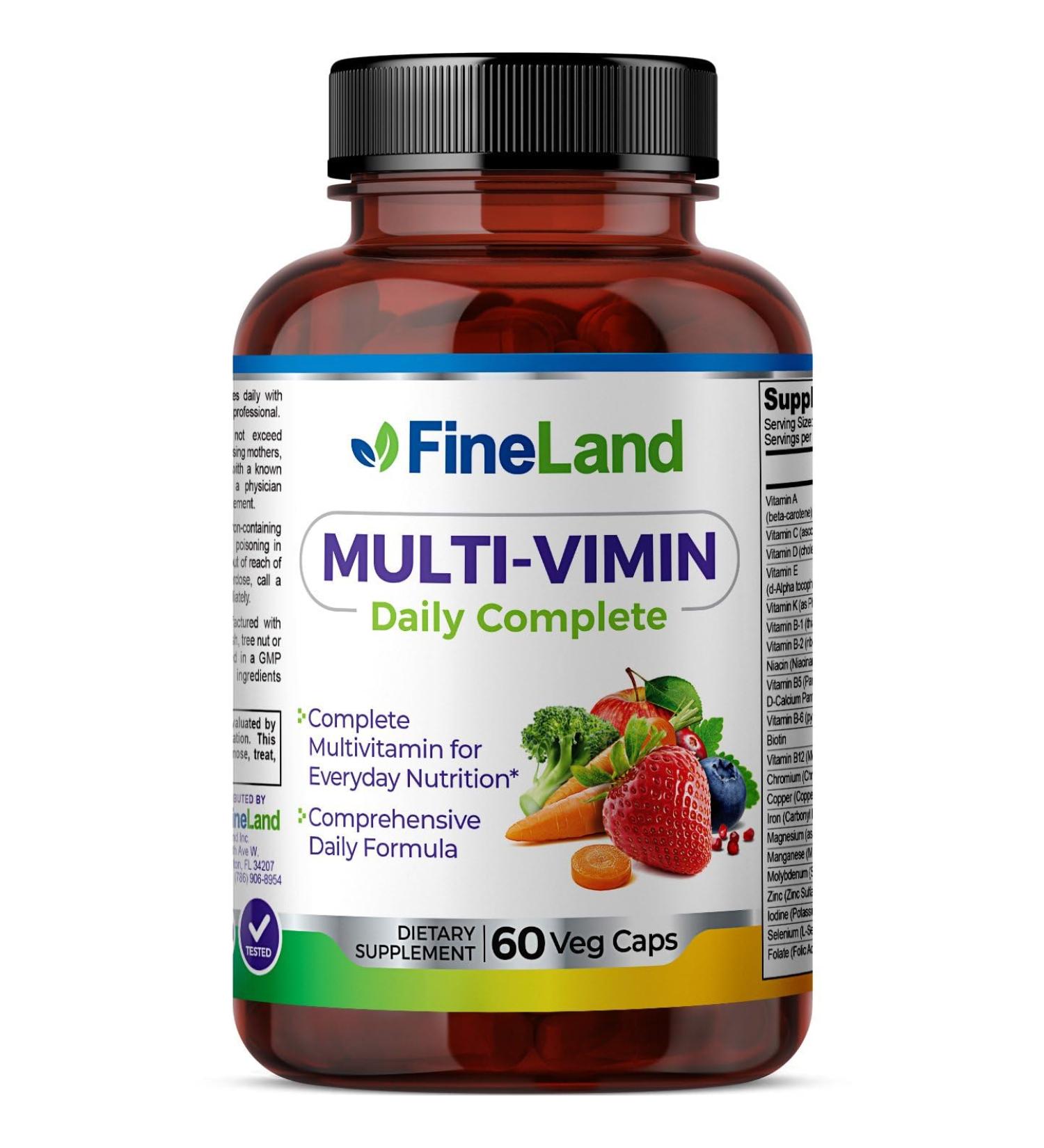 FineLand Multi-Vimin Daily Complete 22 Vitamins Plus 42 Fruits Vegetables and Herbs Immune and Digestive Support with Enzymes Probiotics and Full Spectrum Minerals 60 Vegan Capsules - Buy Online on GoSupps.com