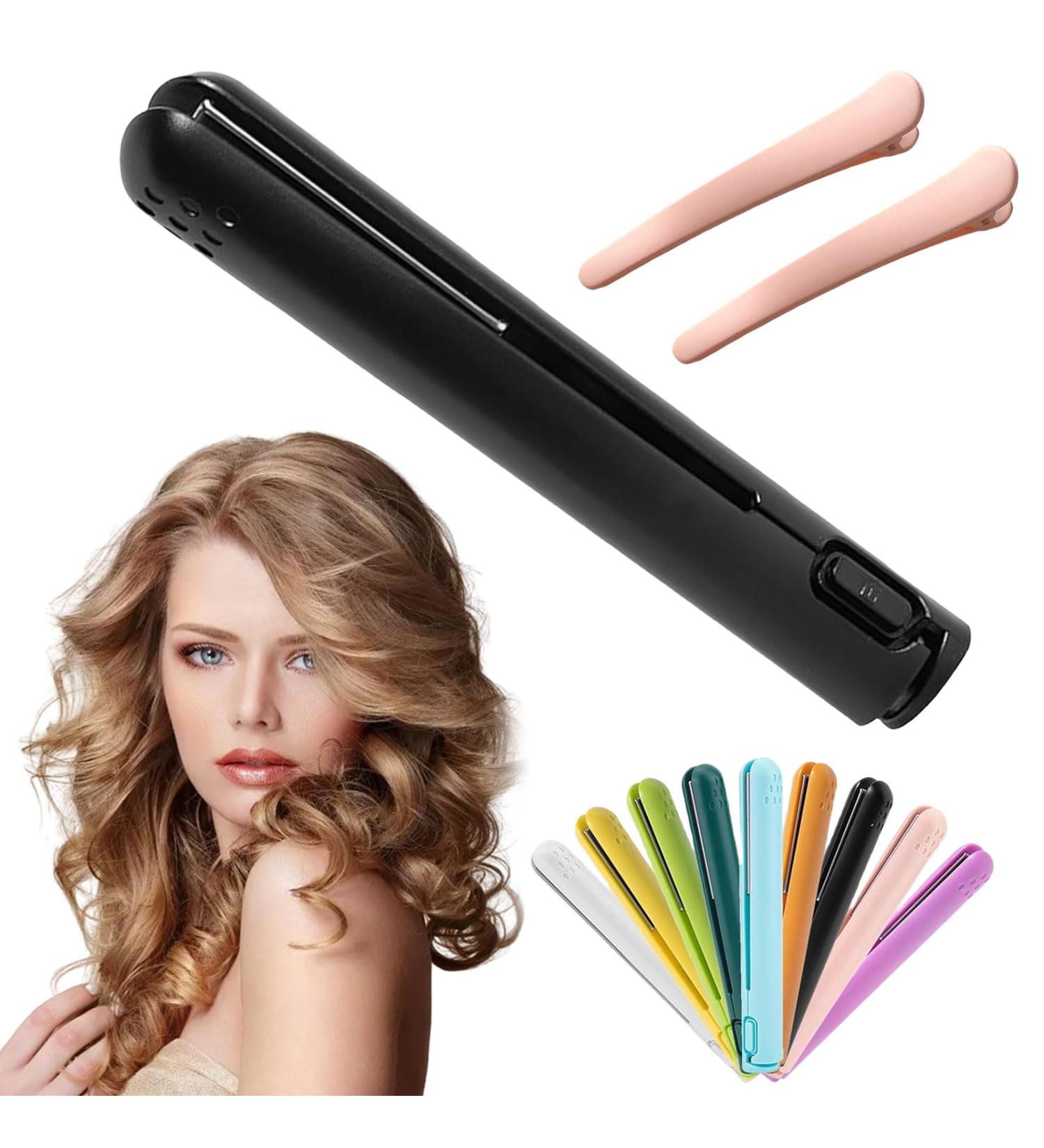 Mini Dual-Purpose Curling Iron - Ceramic Hair Curler for Short Hair Portable 2-in-1 Travel Wand - Ideal for All Hair Styles (Black - Buy Online on GoSupps.com