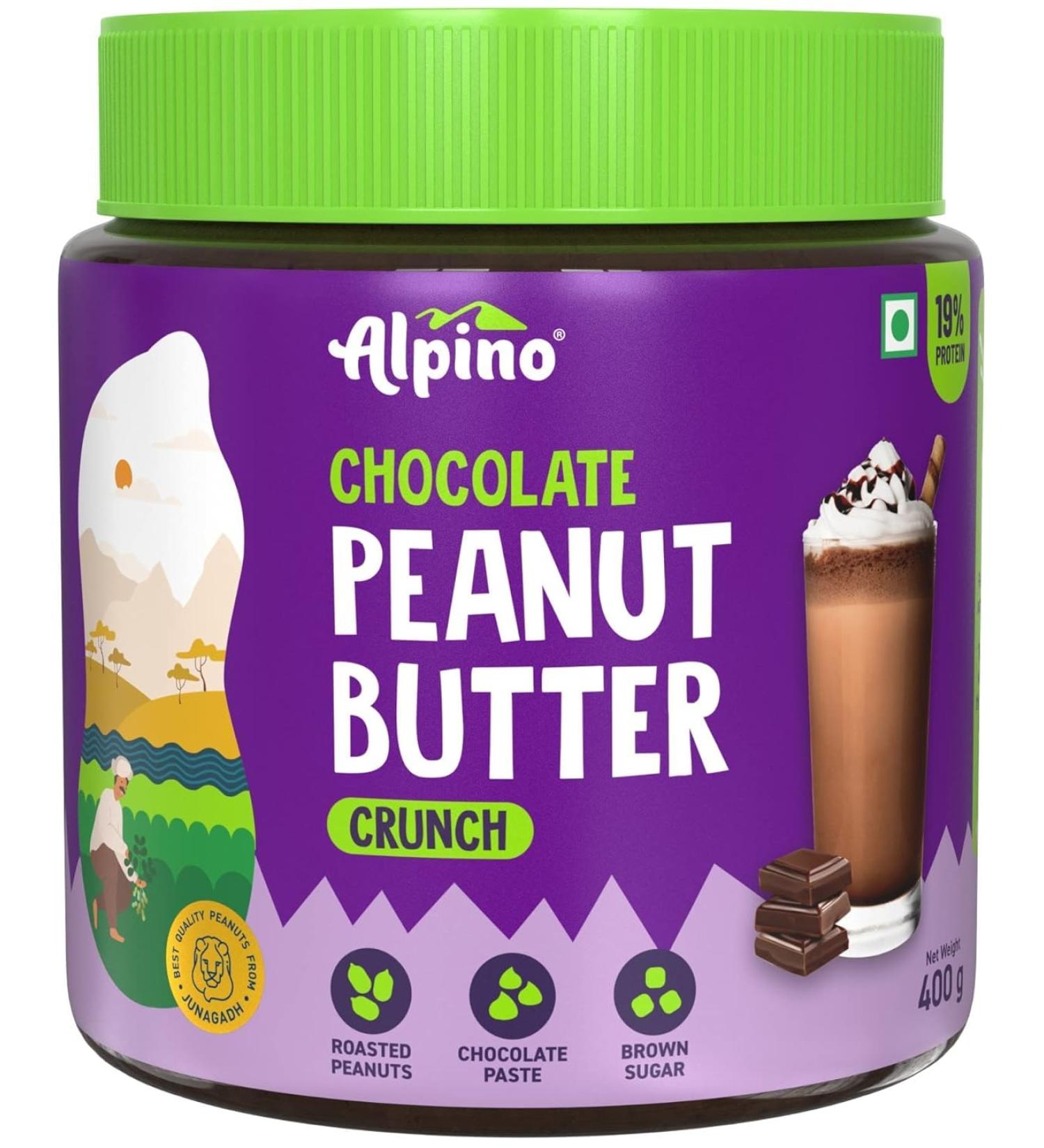 ALPI NO Chocolate Peanut Butter Crunch 400g - Roasted Peanuts Chocolate Paste Brown Sugar & Sea Salt - 24g Protein Gluten Free Vegan Plant Based Peanut Butter Crunchy - Buy Online on GoSupps.com
