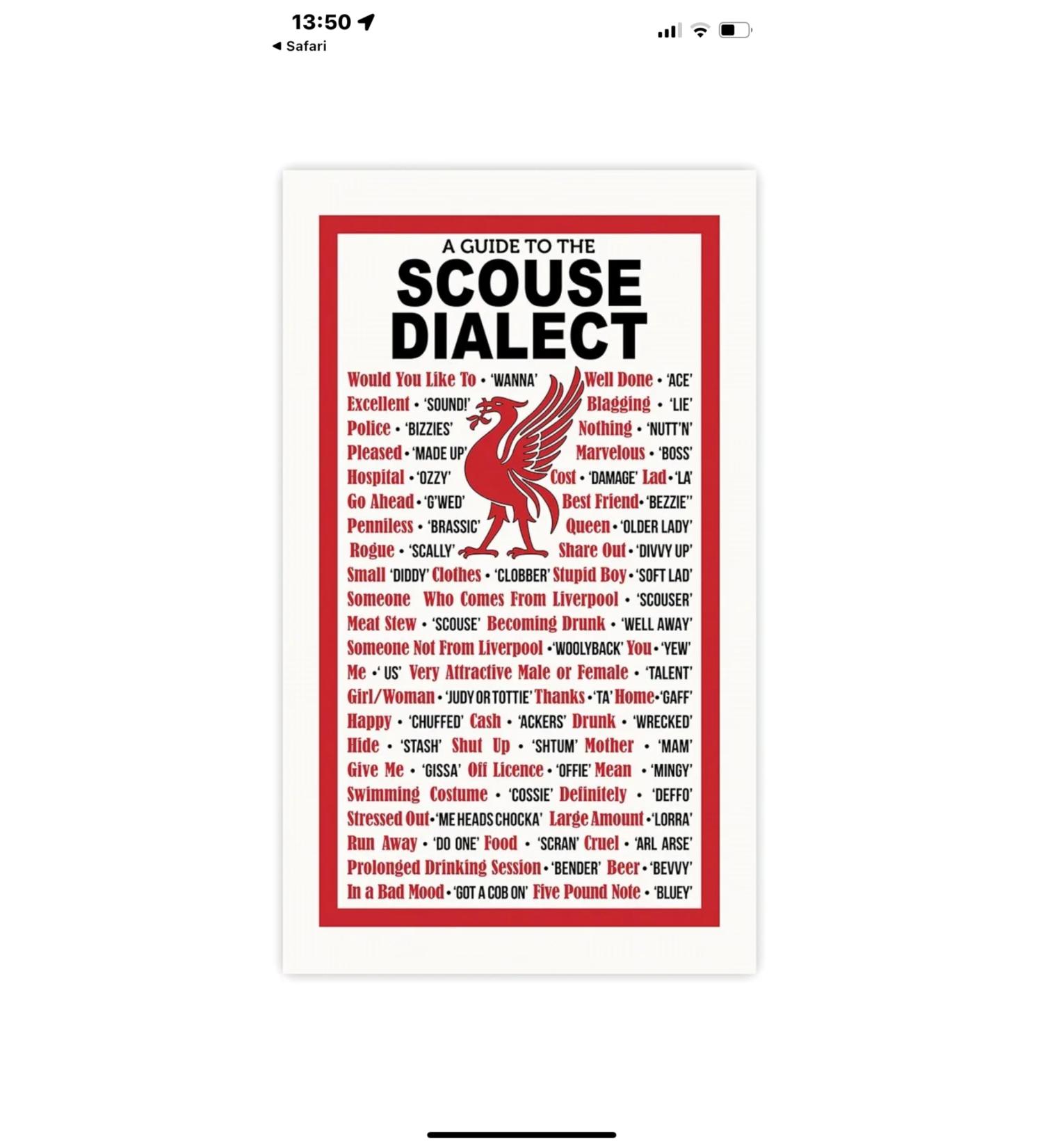 Scouse Dialect Tea Towel (Liver Birds Design) - Buy Online on GoSupps.com