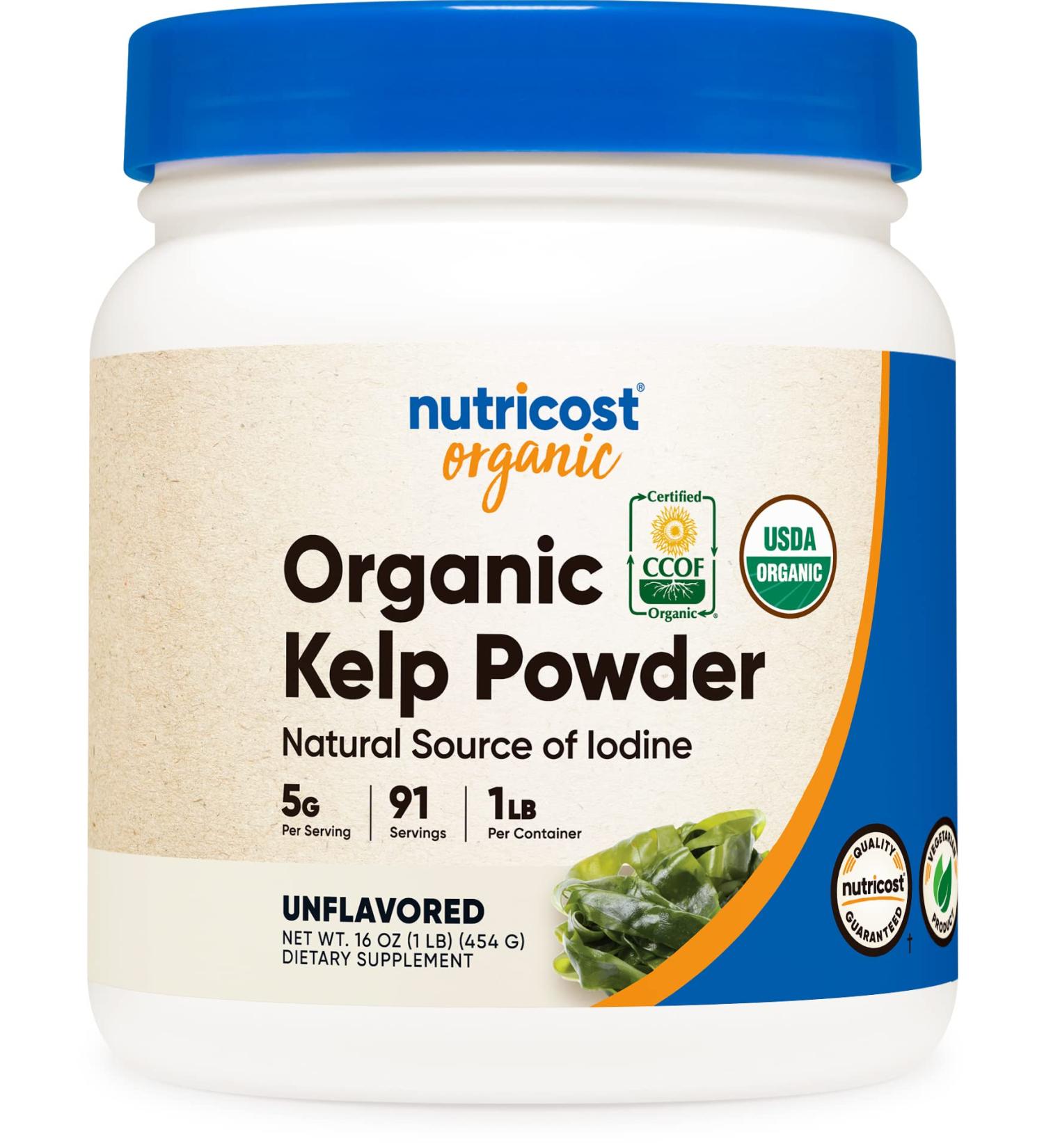 Nutricost Organic Kelp Powder 1 LB - USDA Certified, Gluten Free, Non-GMO - Natural Source of Iodine - Buy Online on GoSupps.com