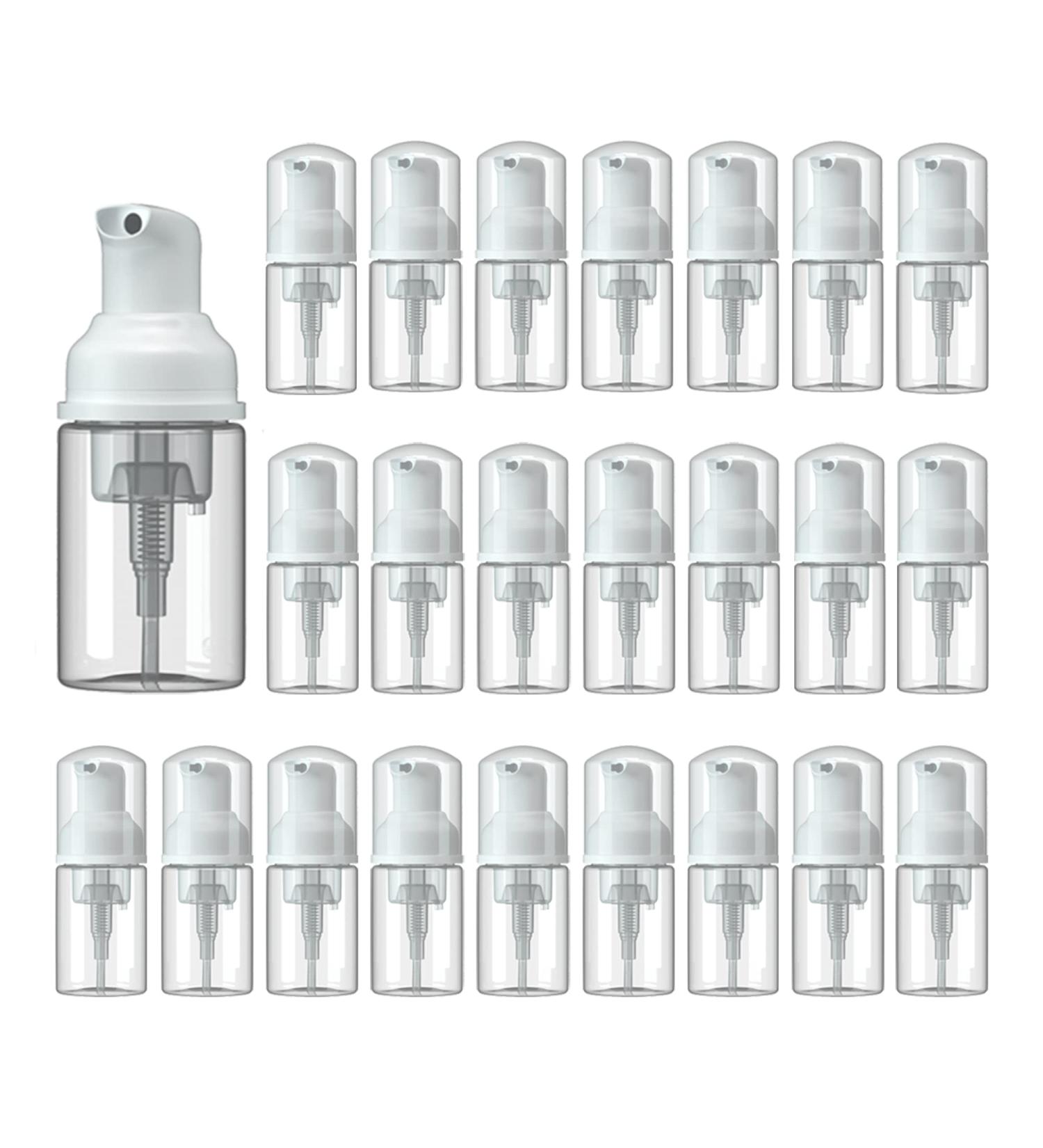 Incetue 24-Pack Mini Foam Dispenser Bottles - 30ml Portable Refillable Plastic Pump for Cosmetics & Eyelash Shampoo - Clear Travel-Friendly Containers - Buy Online on GoSupps.com